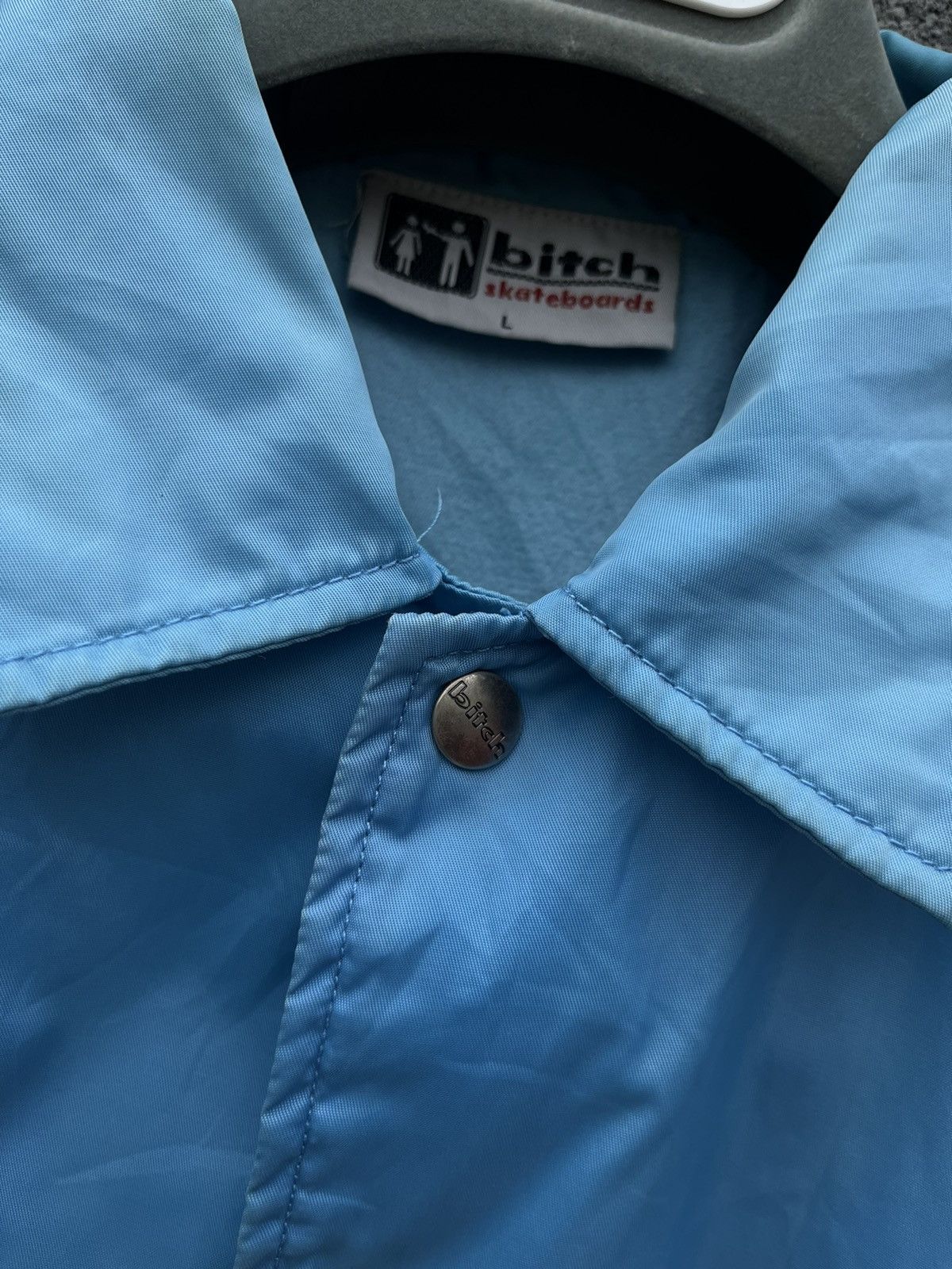 Vintage Vintage Snap Button Solid Blue Bitch Jacket, Long Sleeve Size US L / EU 52-54 / 3 - 4 Thumbnail