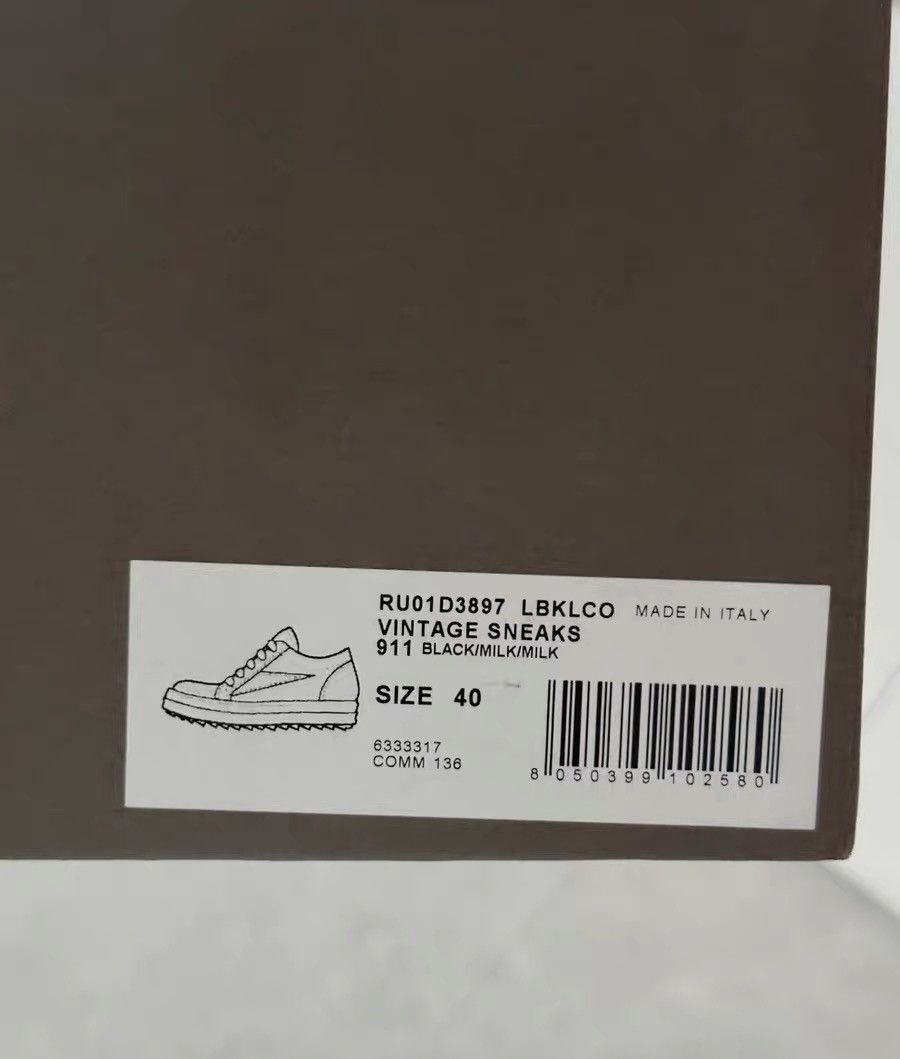 Rick Owens Rick Owens mainline black & white low-top, pebbled leather Size US 7 / EU 40 - 9 Thumbnail