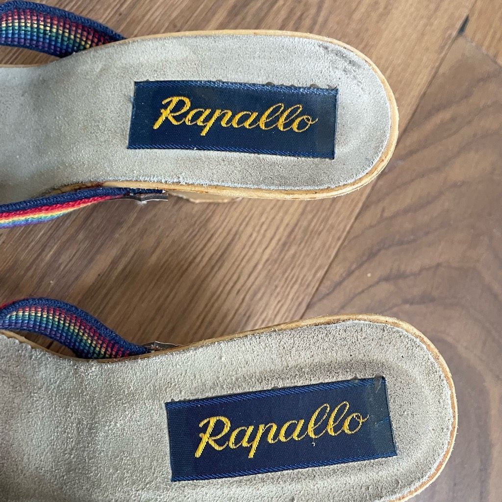 Vintage Vintage 70s 80s Rapallo Rainbow Wedge Mules Heels 7 38 Size US 7 / IT 37 - 6 Thumbnail