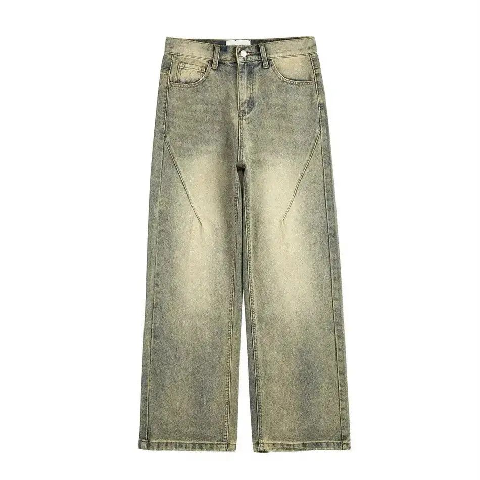 Japanese Brand Streetwear Yellow Style Distressed Straight Jeans y2k Size US 30 / EU 46 - 1 Thumbnail