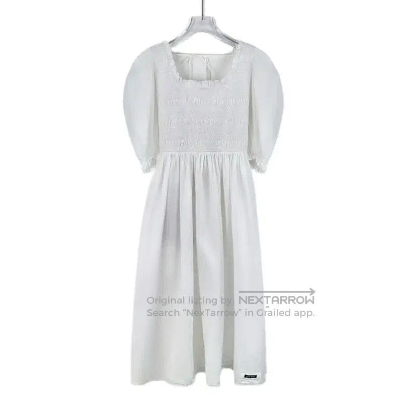 Miu Miu Miu Miu White Cotton Midi Dress for Women . Size S / US 4 / IT 40 - 1 Thumbnail