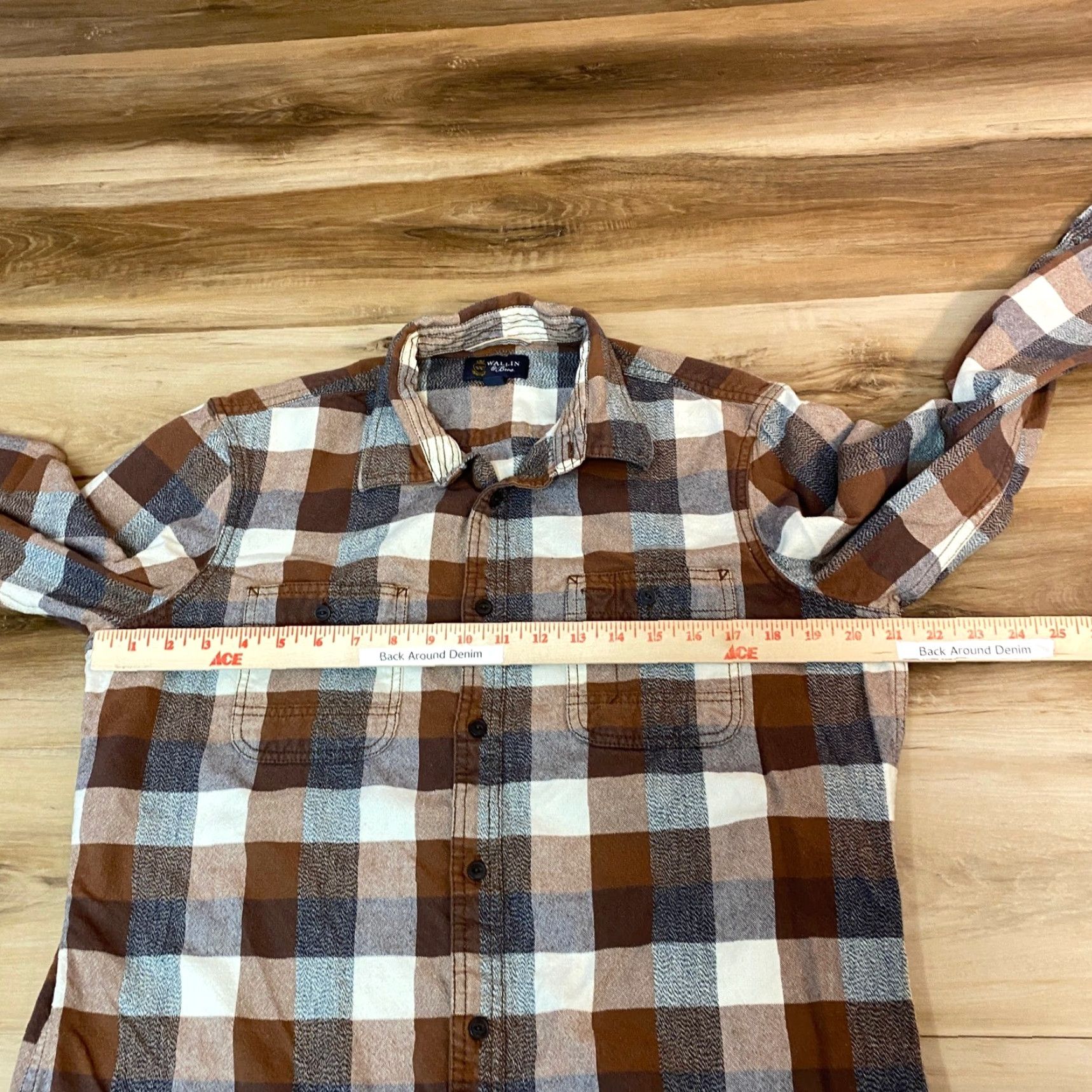 Vintage VINTAGE Wallin & Bros Flannel Shirt Men L Brown Plaid Button Up Cotton Buffalo Check Size US L / EU 52-54 / 3 - 5 Thumbnail