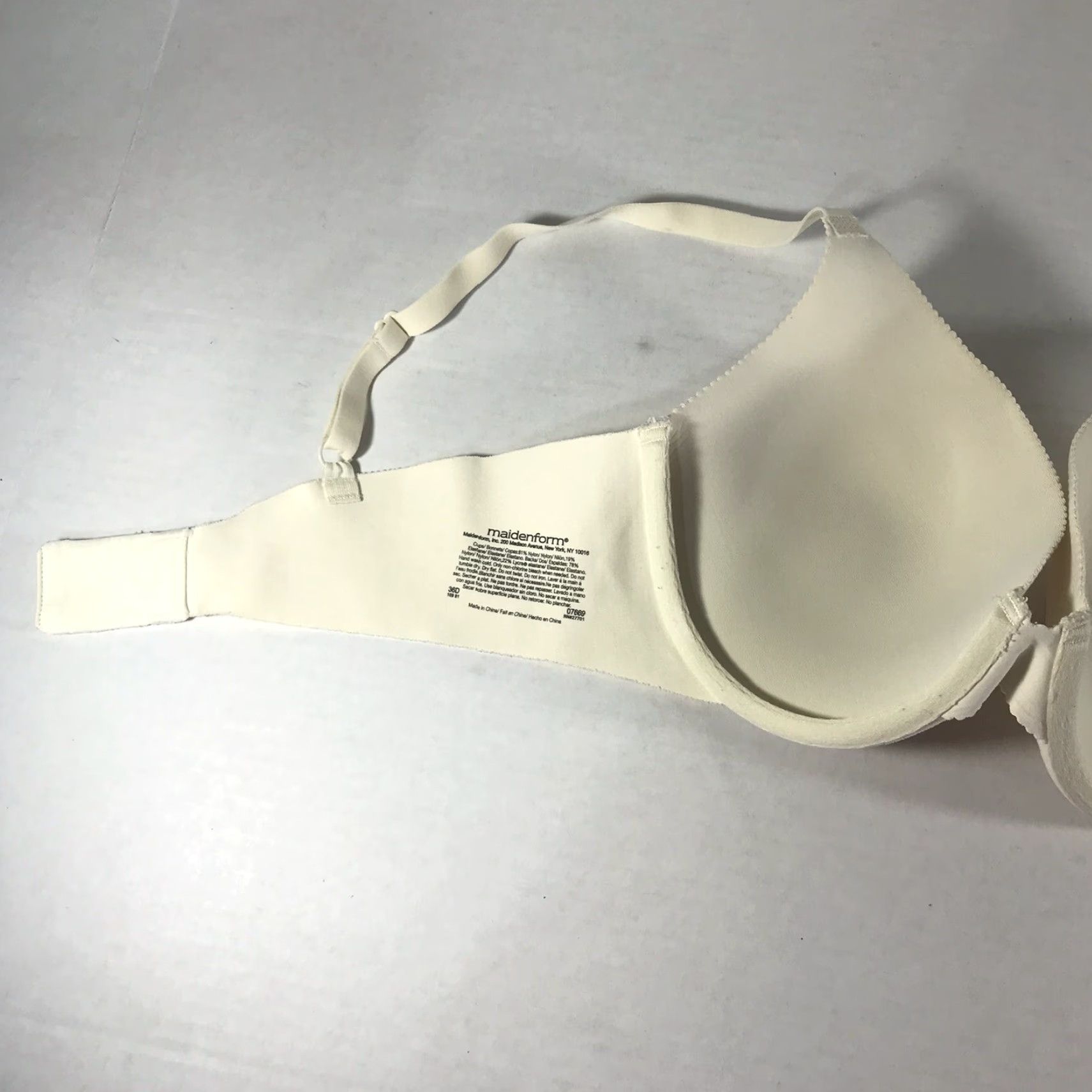 Vintage Maidenform Push Up Bra Womens Ivory Lightly Padded Size 36D Size ONE SIZE - 5 Thumbnail