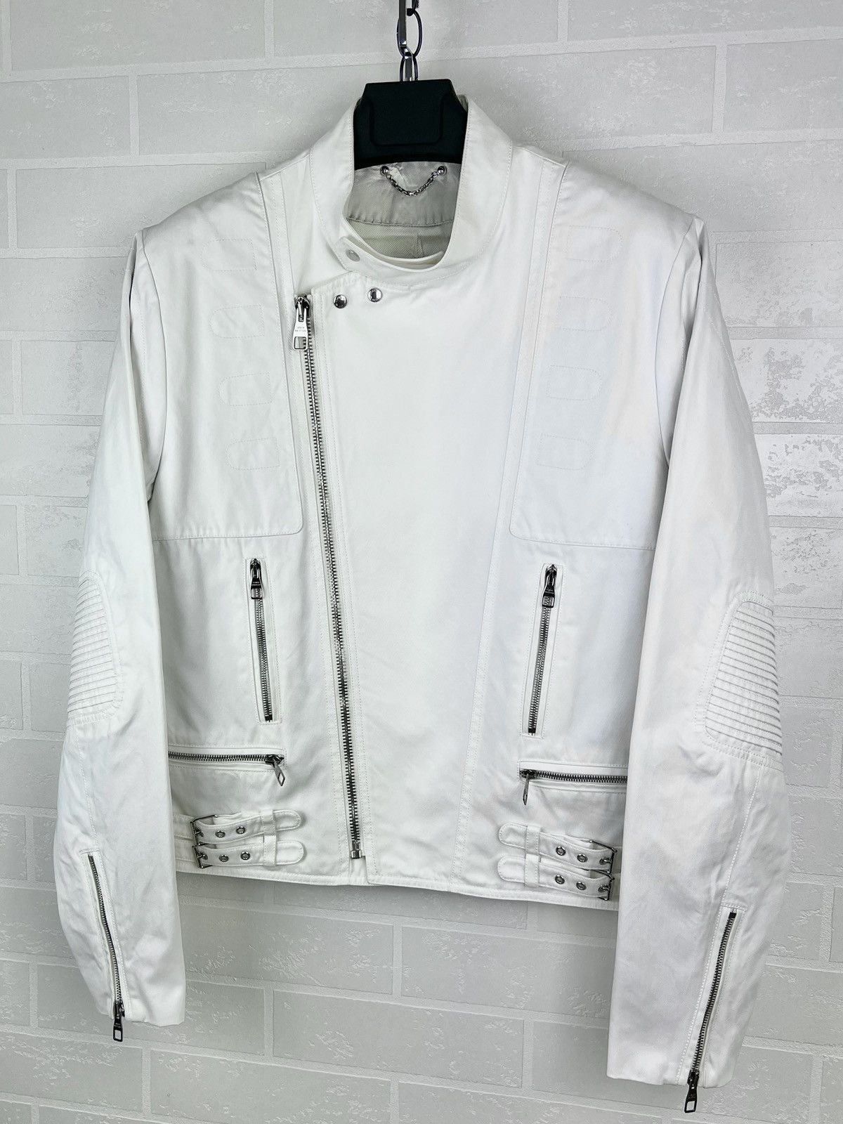 Louis Vuitton LOUIS VUITTON Jacket Biker Cotton Zippers Pocket LV White Size US XL / EU 56 / 4 - 3 Thumbnail