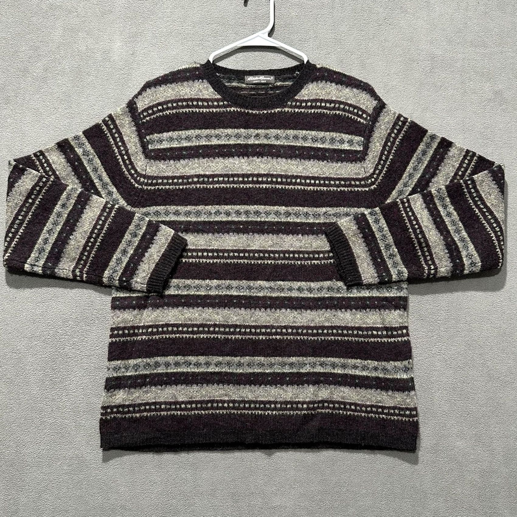 Eddie Bauer Eddie Bauer Sweater Women L Beige Red Striped Wool Blend Crew Neck EUC Size L / US 10 / IT 46 - 2 Thumbnail