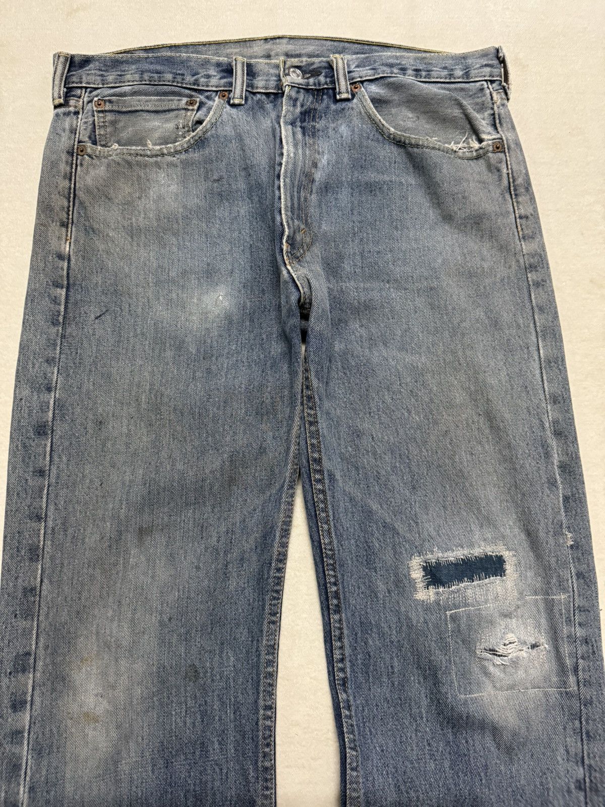 Levi's VINTAGE 2000s LEVI’S PATCHWORK THRASHED BLUE JEANS Size US 35 - 4 Thumbnail