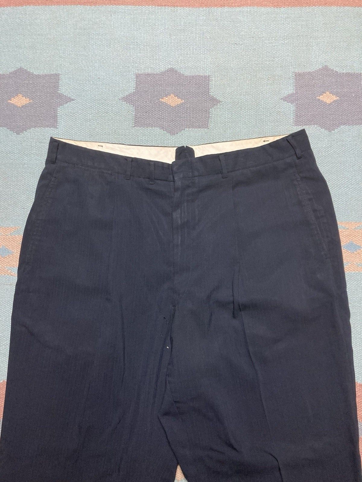 Vintage 50s drop loop pants men slacks black rockabilly rayon? 36x29 Size US 36 / EU 52 - 3 Thumbnail