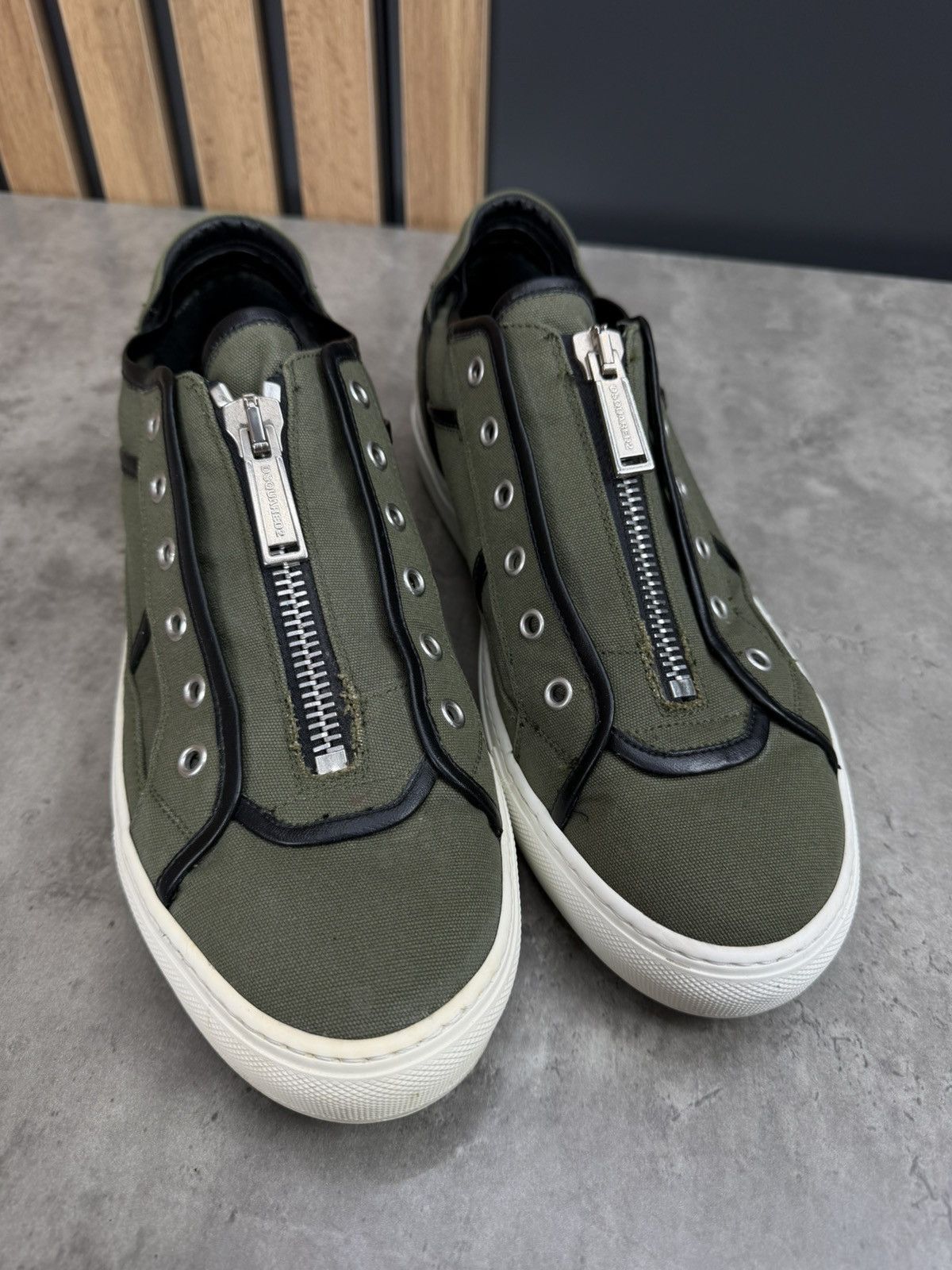 Dsquared2 Dsquared2 Zip Sneakers Green Canvas Low Top Size 44 Size US 10 / EU 43 - 4 Thumbnail