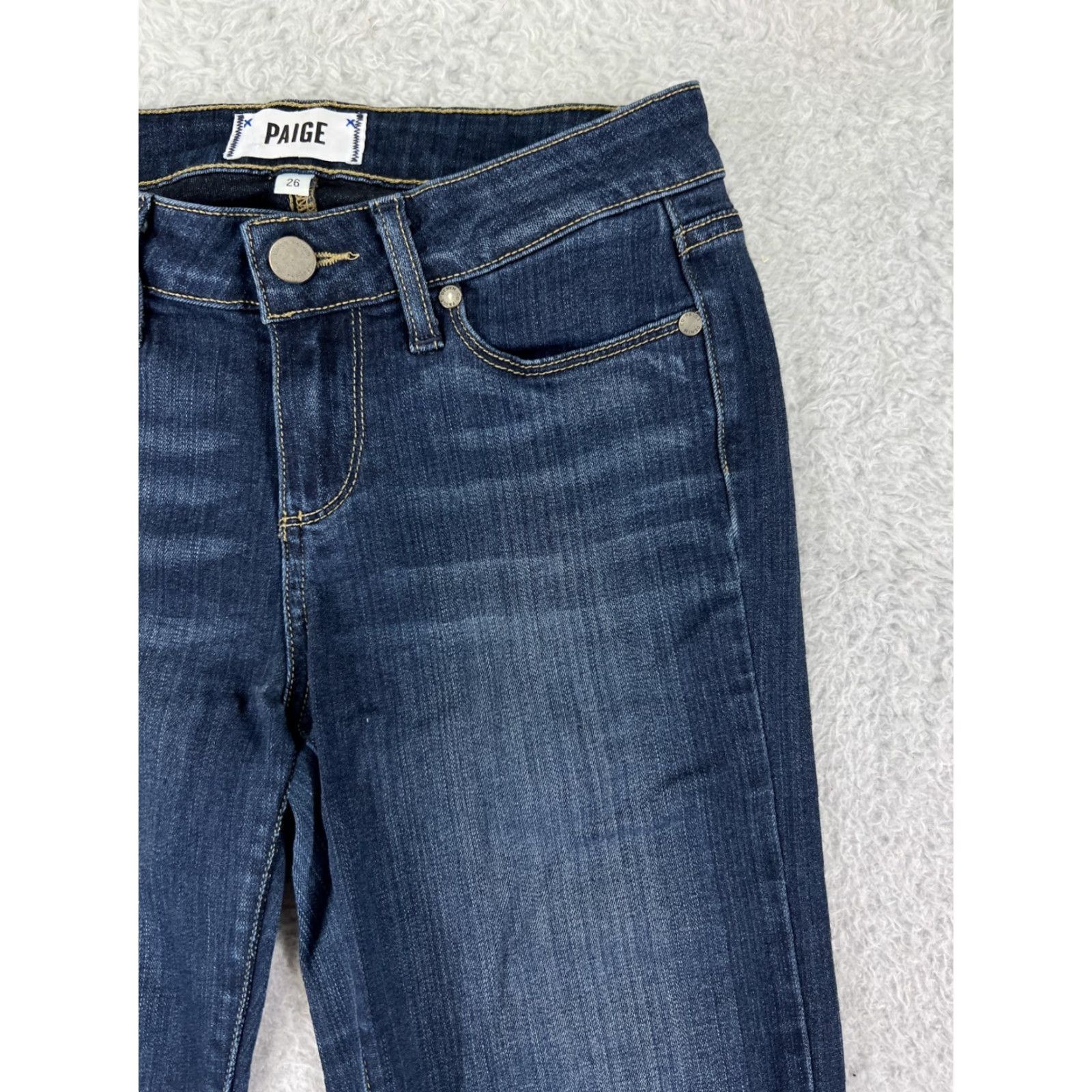 Paige Paige Jeans Womens 26 Blue Denim Jeans Mid Rise 27 Inseam Slim Stretch 5-Pocket Design Classic American Womens Jeans Size 26" / US 2 / IT 38 - 6 Thumbnail