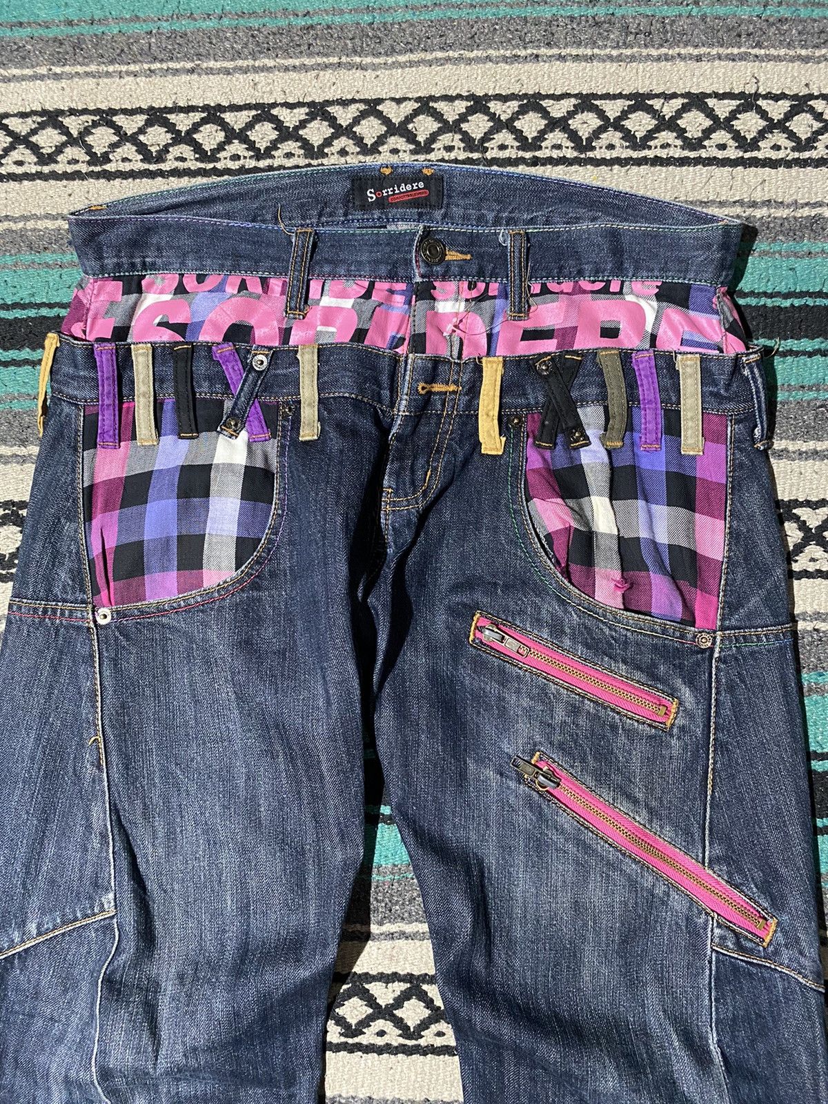 If Six Was Nine 2000s Sorridere - Double Waist Zebra Claws Faded Denim Jean Size US 32 / EU 48 - 3 Thumbnail