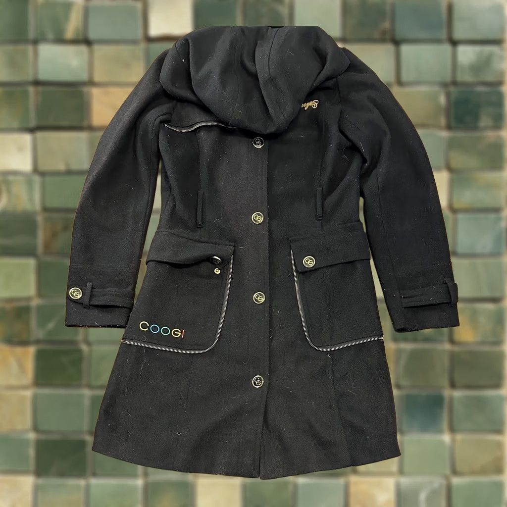 Coogi COOGI Women’s Snap Wool Blend Long Coat Hooded Small Gray Size S / US 4 / IT 40 - 1 Thumbnail