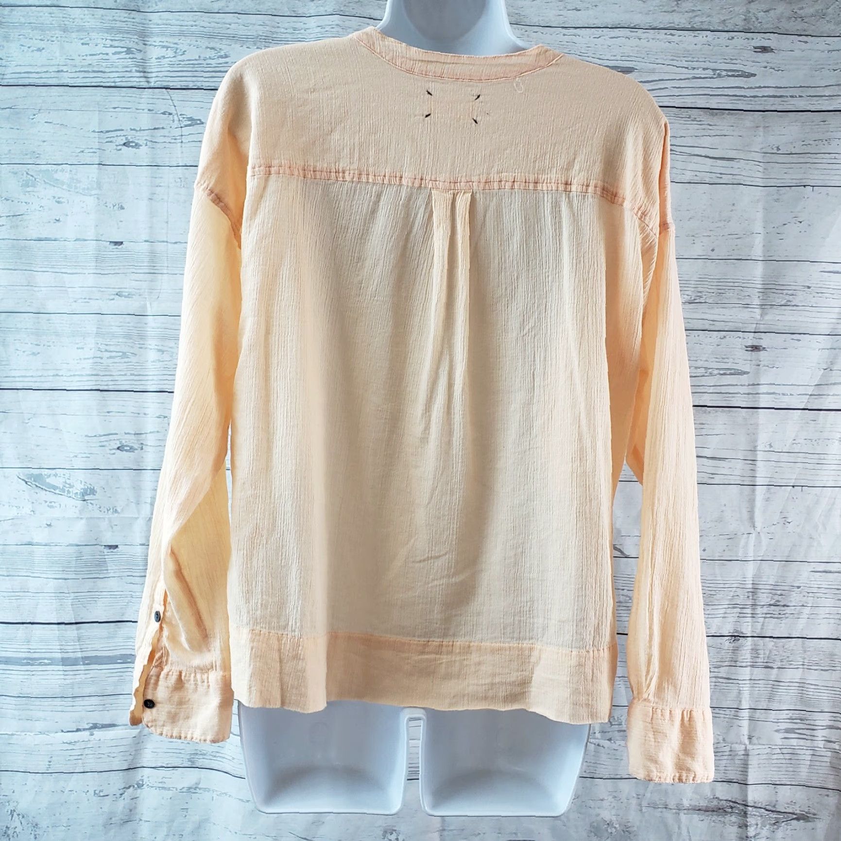Lou & Grey Lou & Grey Womens Popover Top Sz Small Solid Orange Long Sleeve Cotton Shirt Size S / US 4 / IT 40 - 3 Thumbnail