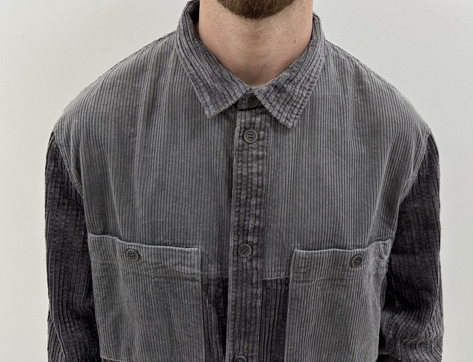 Cos COS mens Lyocell Corduory Cotton Blend Velvet Overshirt Gray Size US L / EU 52-54 / 3 - 2 Thumbnail