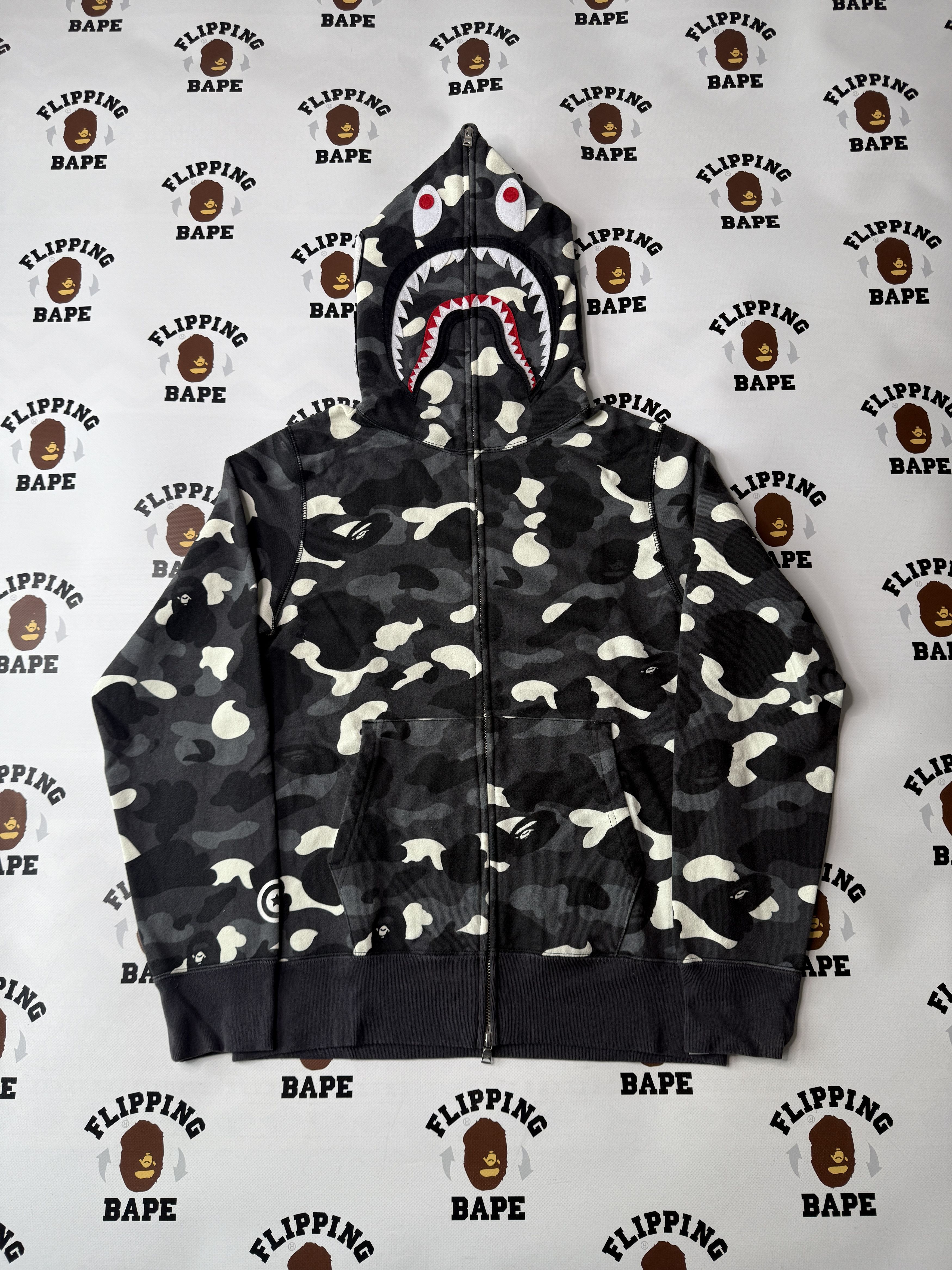 Bape CITY CAMO TIGER SHARK HALF FULL ZIP HOODIE | Grailed