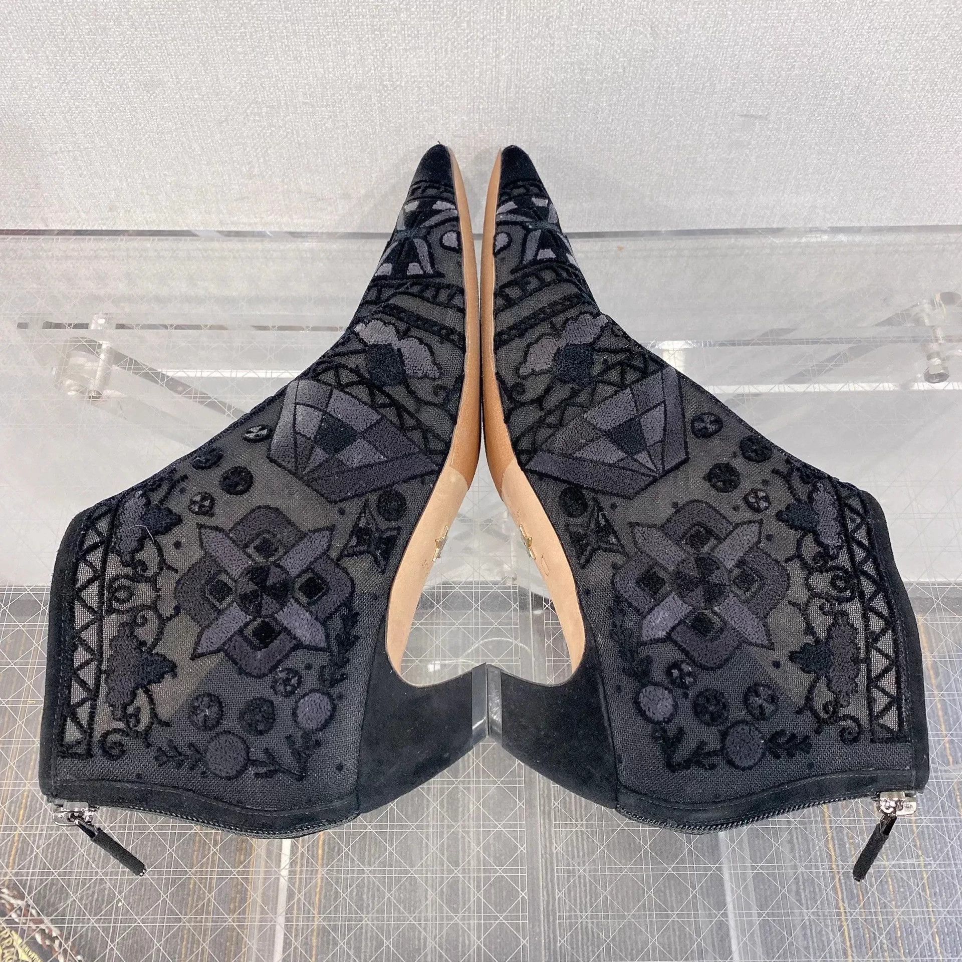 Dior Dior Black Velvet Low Heel Ankle Boots 37.5 Size US 7 / IT 37 - 4 Thumbnail