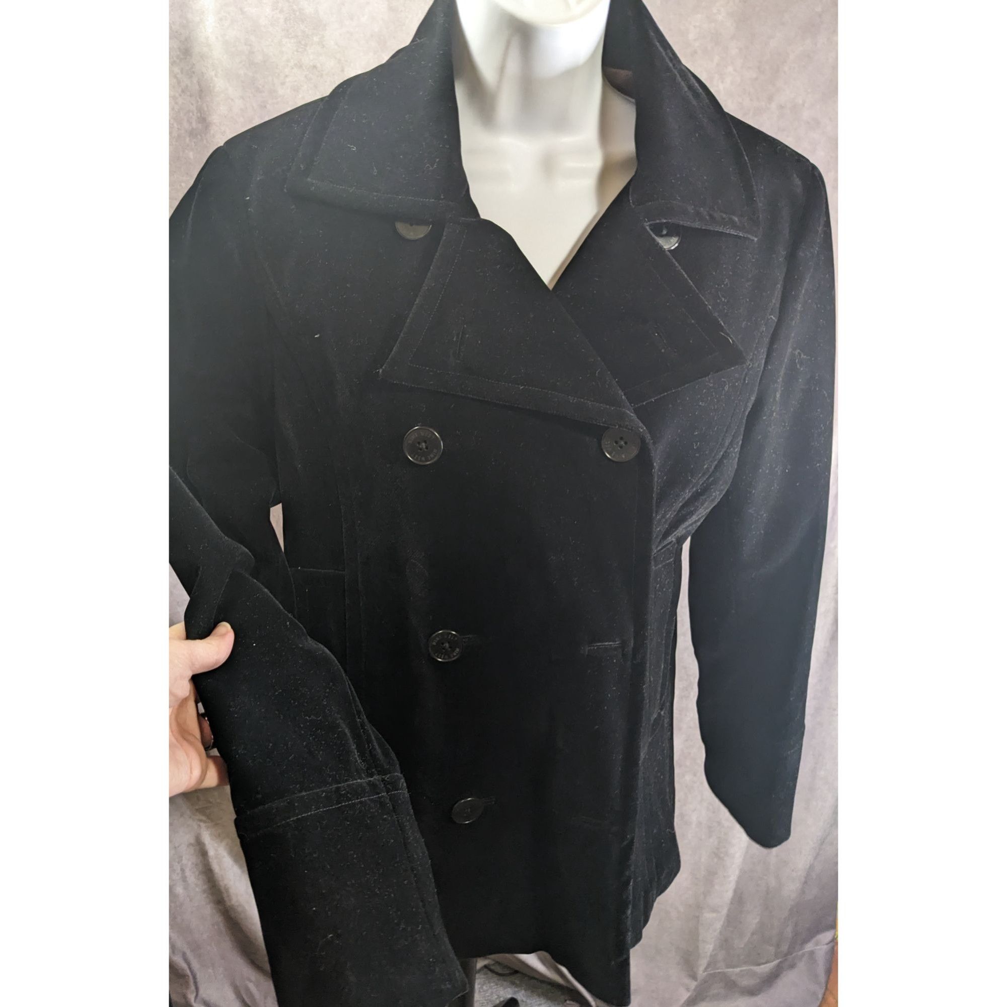 Nine West Nine West Black Velvet Double-Breasted Peacoat Medium Quilte Size M / US 6-8 / IT 42-44 - 7 Thumbnail