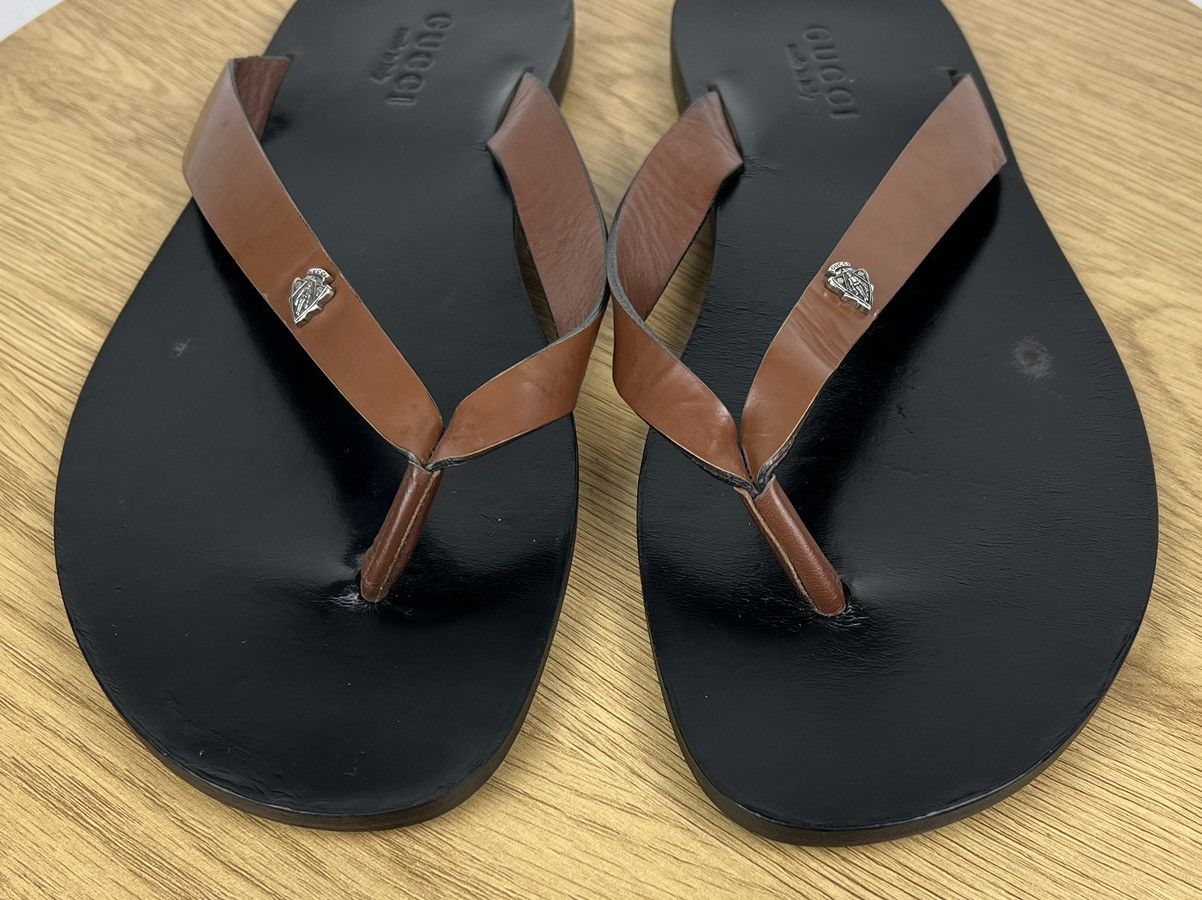 Gucci GUCCI Sandals Leather Flip Flop Shoes Metal Logo Black Men’s Size US 8.5 / EU 41-42 - 6 Thumbnail