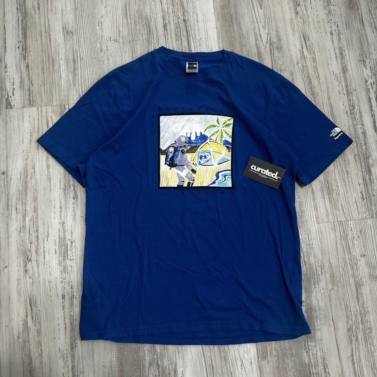 Streetwear × Supreme × The North Face Supreme x The North Face Sketch S/S  Tee Blue Medium SS22 | Grailed