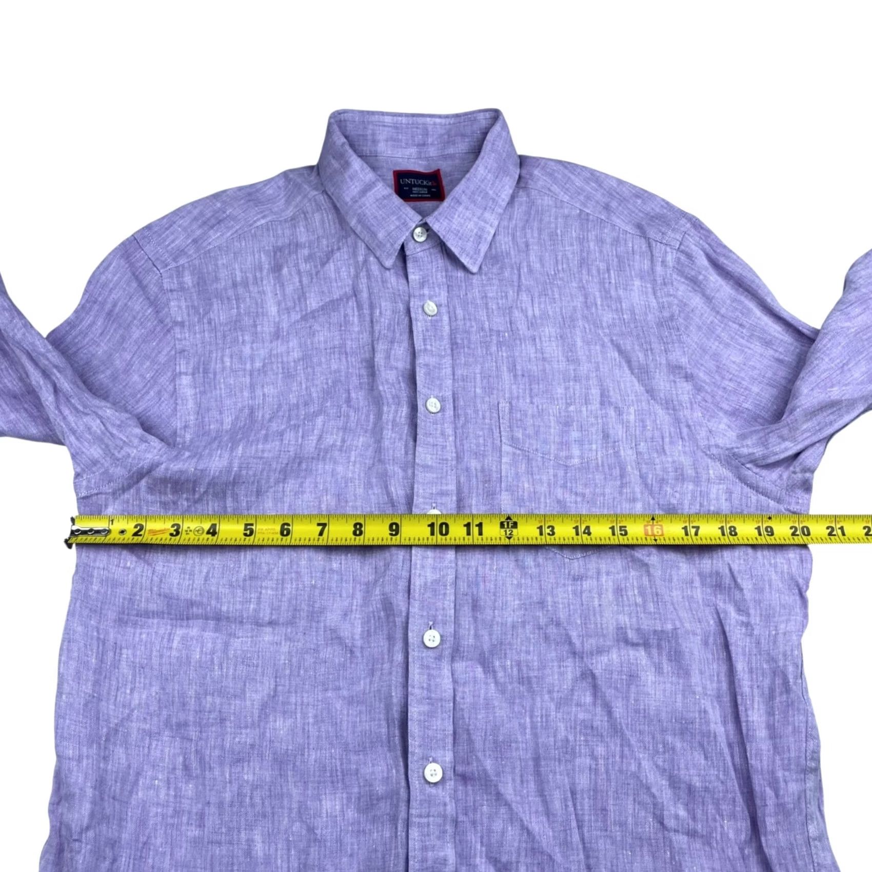 UNTUCKit UNTUCKit Men’s Button Shirt Purple 100% Linen L/S Medium Casual Size US L / EU 52-54 / 3 - 6 Thumbnail