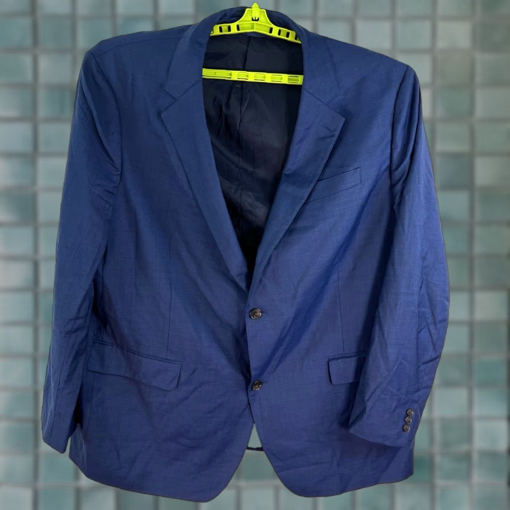 Bonobos Bonobos Men's Blazer Sport Coat Wool Textured Weave 54L Blue Italian Vintage Casual Business Size 54R - 1 Thumbnail