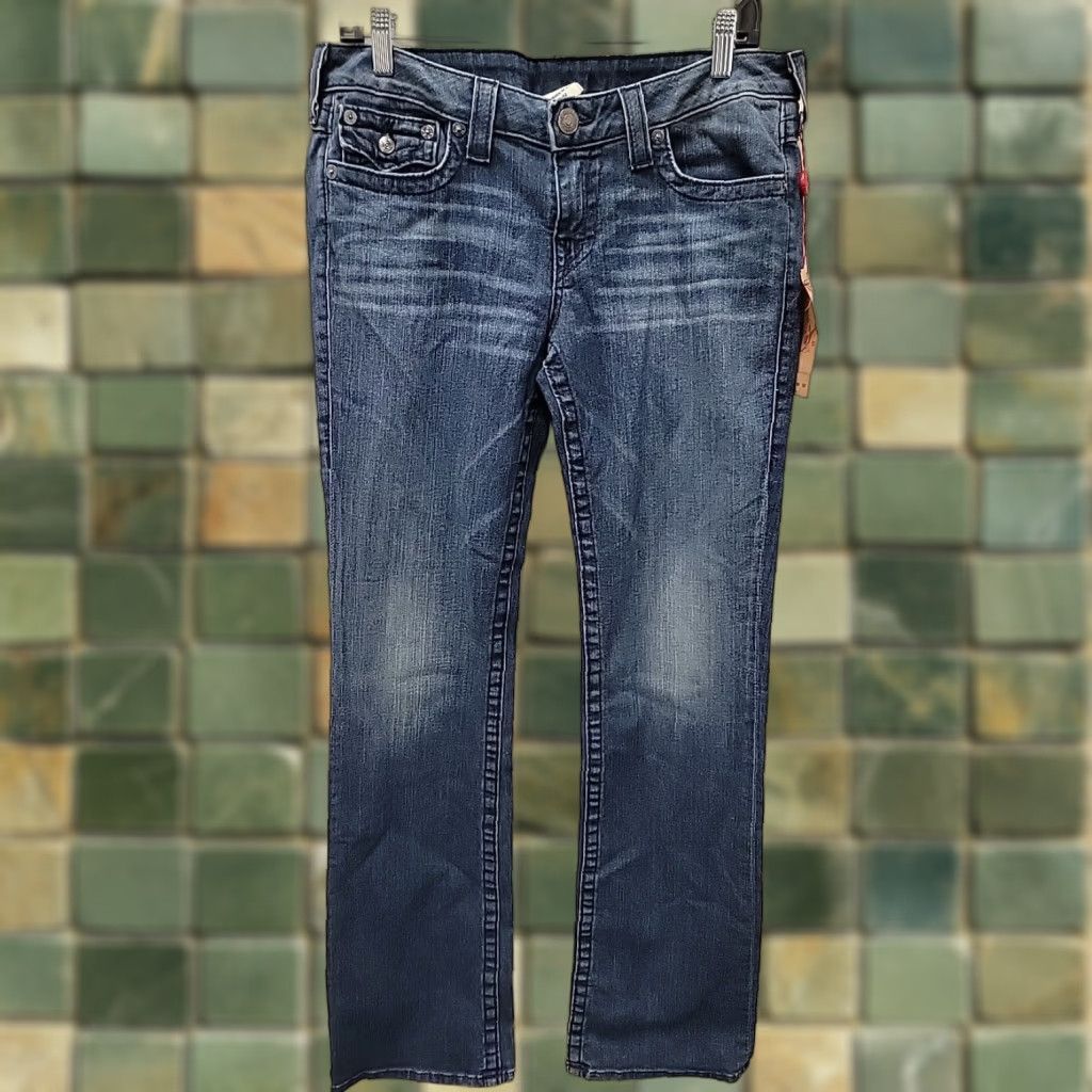 True Religion True Religion Jeans Women's Size 32 Billy Straight Leg Blue Denim Vintage: No, Regular Fit, 5-Pocket, Light Wash, Cotton Blend, 35x34.5 Size 24" / US 00 / IT 34 - 1 Thumbnail