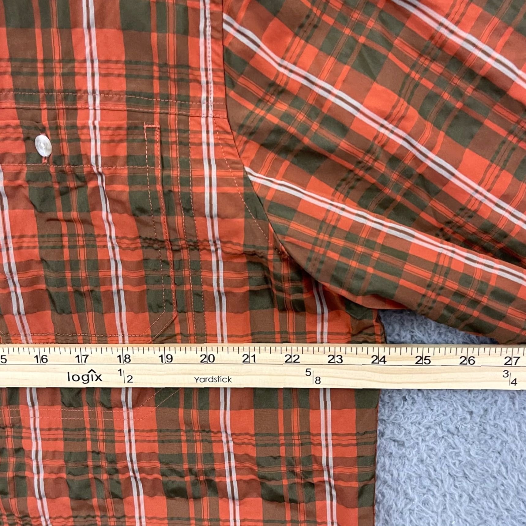 Vintage VINTAGE LL Bean Shirt Mens Large Orange Casual Button Plaid Check Long Sleeve Nylon Size US L / EU 52-54 / 3 - 6 Thumbnail