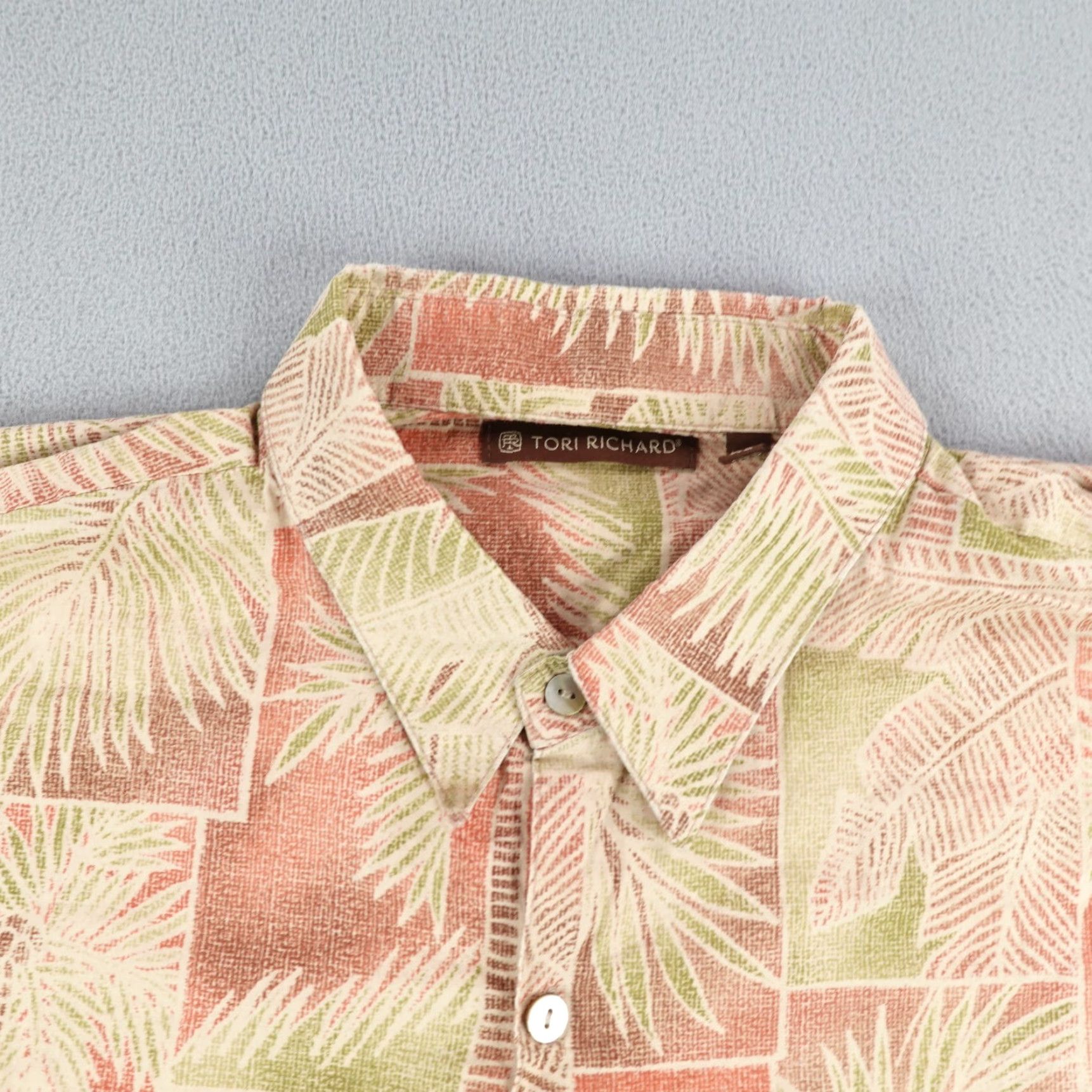 Tori Richard Tori Richard Shirt XL Orange Beige Hawaiian Button Up Camp Leaves Aloha Mens Size US XL / EU 56 / 4 - 2 Thumbnail
