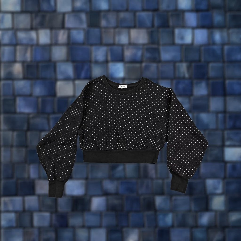 Garage Garage Shirt Juniors Small Black Crew Neck Polka Dot Cropped Balloon Sleeve Top Size S / US 4 / IT 40 - 1 Thumbnail