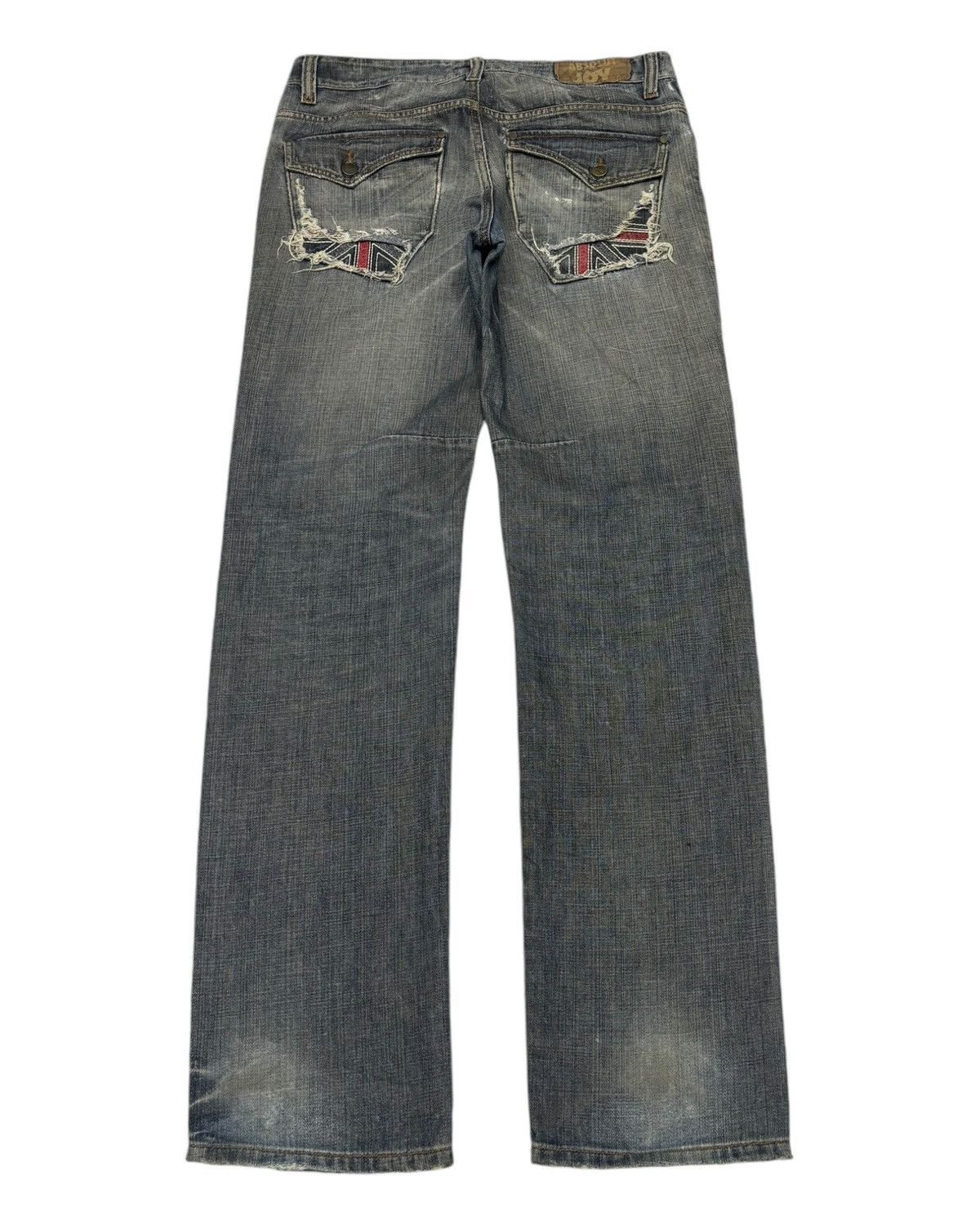 If Six Was Nine 🔥PUNK BRITISH FLAG ABSOLUTE JOY RIPPED DENIM JEANS Size US 33 - 1 Thumbnail