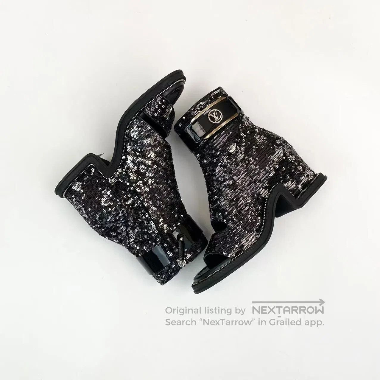 Louis Vuitton Louis Vuitton Metal logo sequined fish mouth high heels| Size US 4.5 / IT 34.5 - 4 Thumbnail