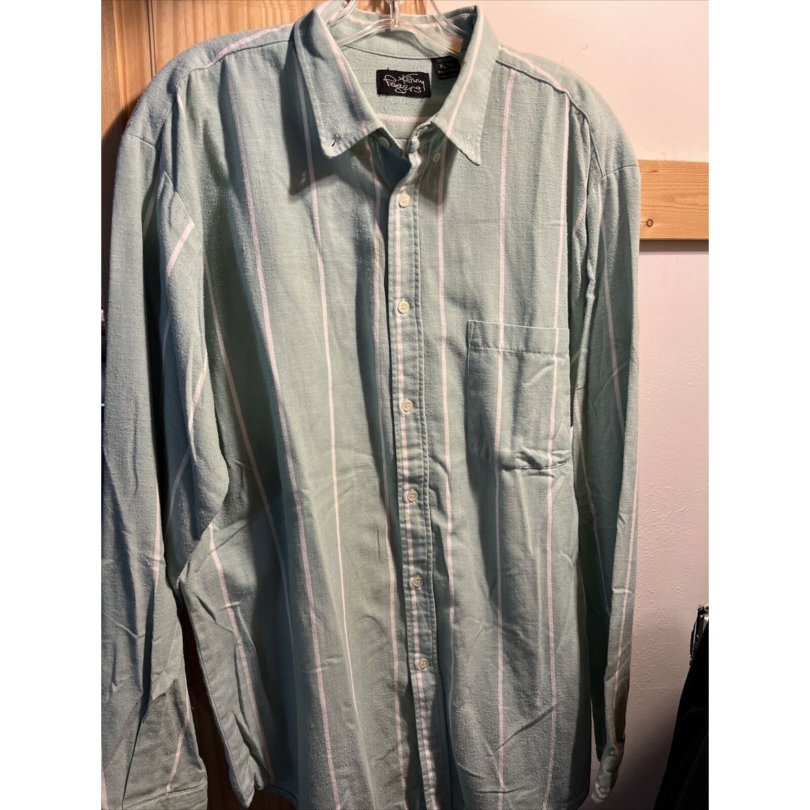 Other Kenny Rogers Vintage Mens XLT Green Striped LS Cotton Shirt Size US XL / EU 56 / 4 - 2 Thumbnail