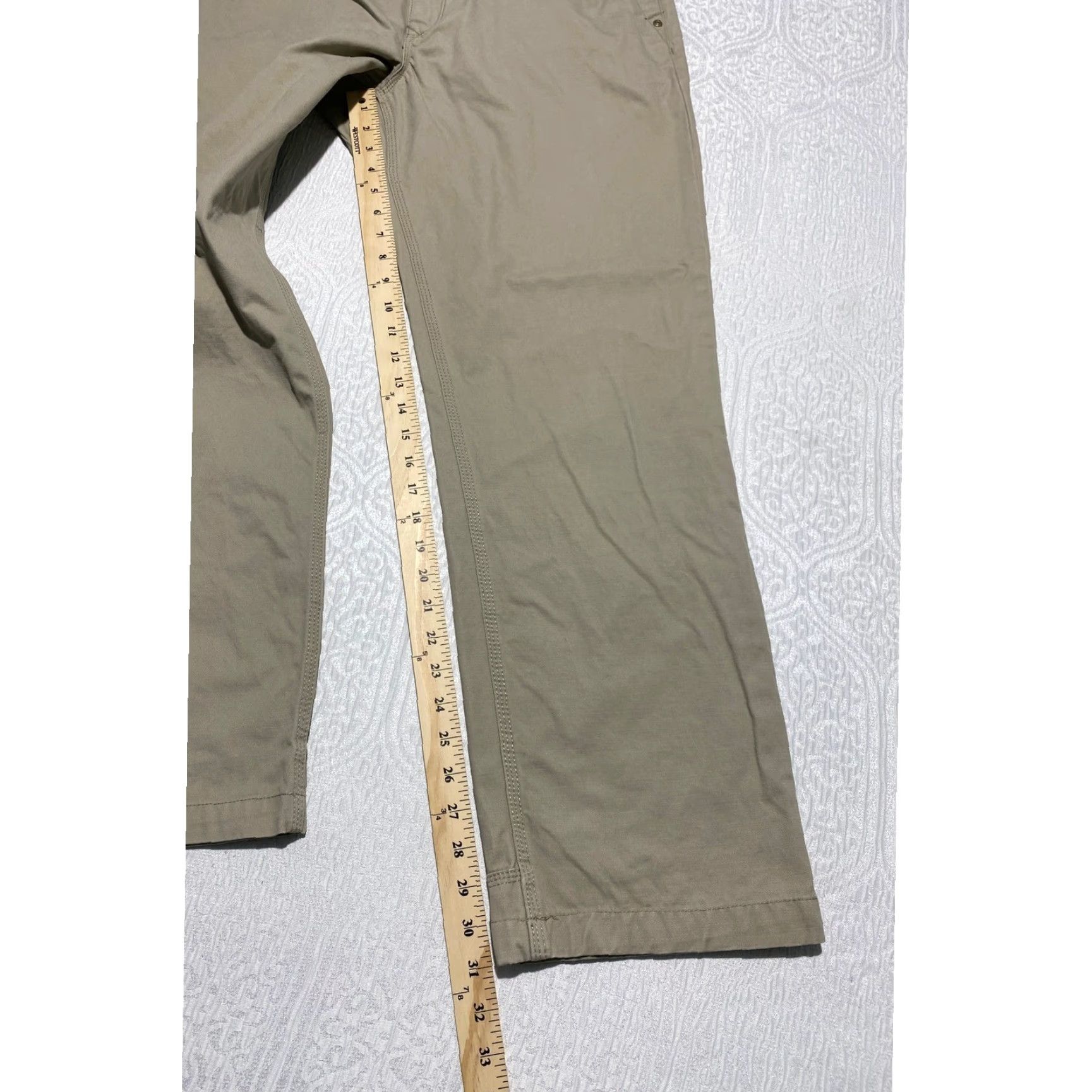 CO Duluth Work Pants Khaki Cotton Men 35x31 Cargo Pockets Utility Straight Leg Relaxed II Button Zip Size US 35 - 7 Thumbnail