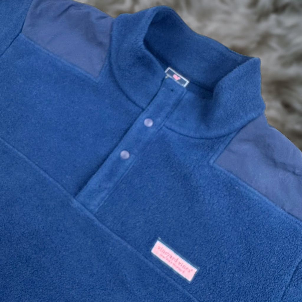 Vineyard Vines Men's Polyester Fleece 1/4 Snap Jacket Blue 2XL