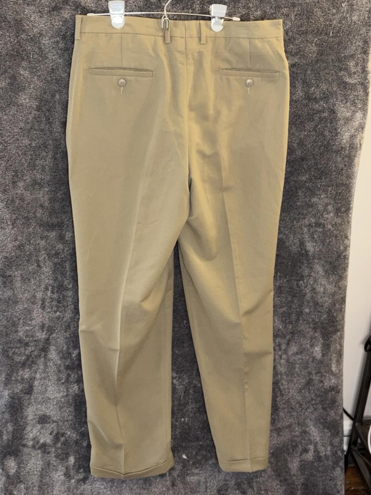 Liz Claiborne Claiborne 34x32 Khaki Dress Pants Cuffed Polyester Mens Size US 34 / EU 50 - 4 Thumbnail