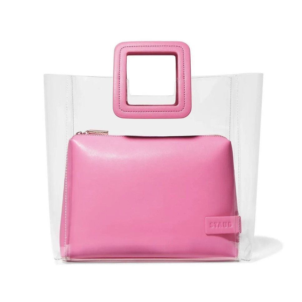 Staud Staud Shirley Transparent Handbag Tote Leather Clear Pink Size ONE SIZE - 1 Thumbnail