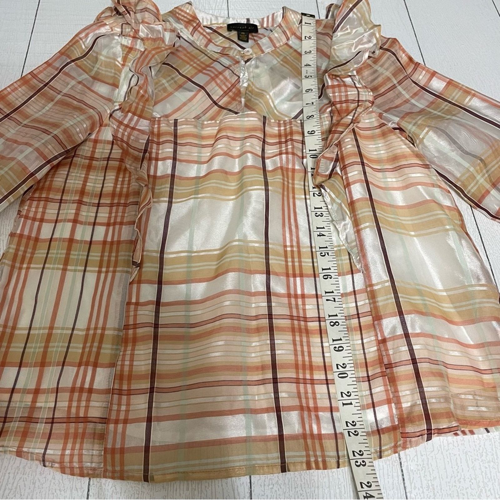 Anthropologie CURRENT AIR ANTHROPOLOGIE Pink Rose Plaid Blouse Size XS NWT Size XS / US 0-2 / IT 36-38 - 3 Thumbnail
