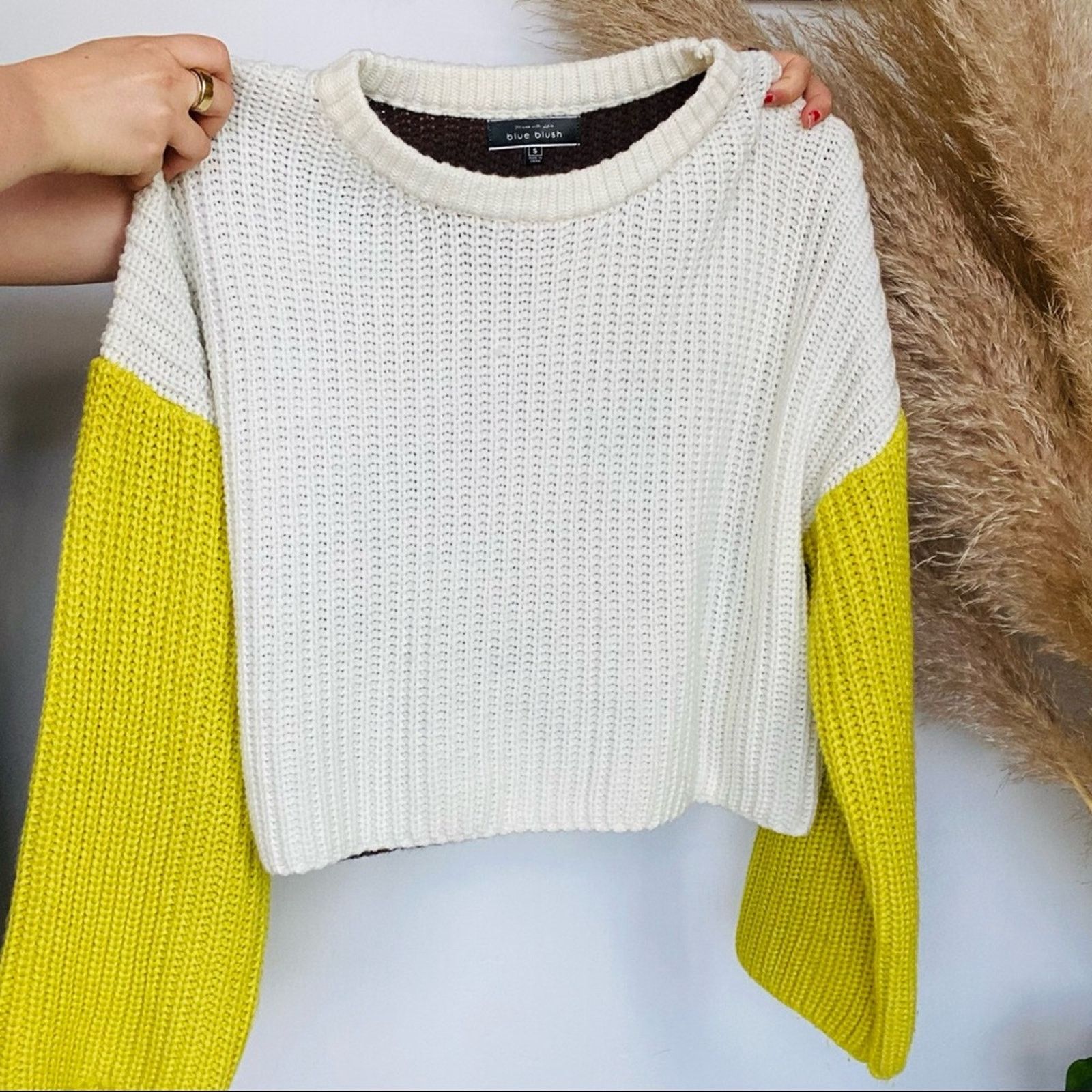 Dolls Kill DOLLS KILL BLUE BLUSH White Brown Yellow Chunky Knit Sweater Size S / US 4 / IT 40 - 7 Thumbnail