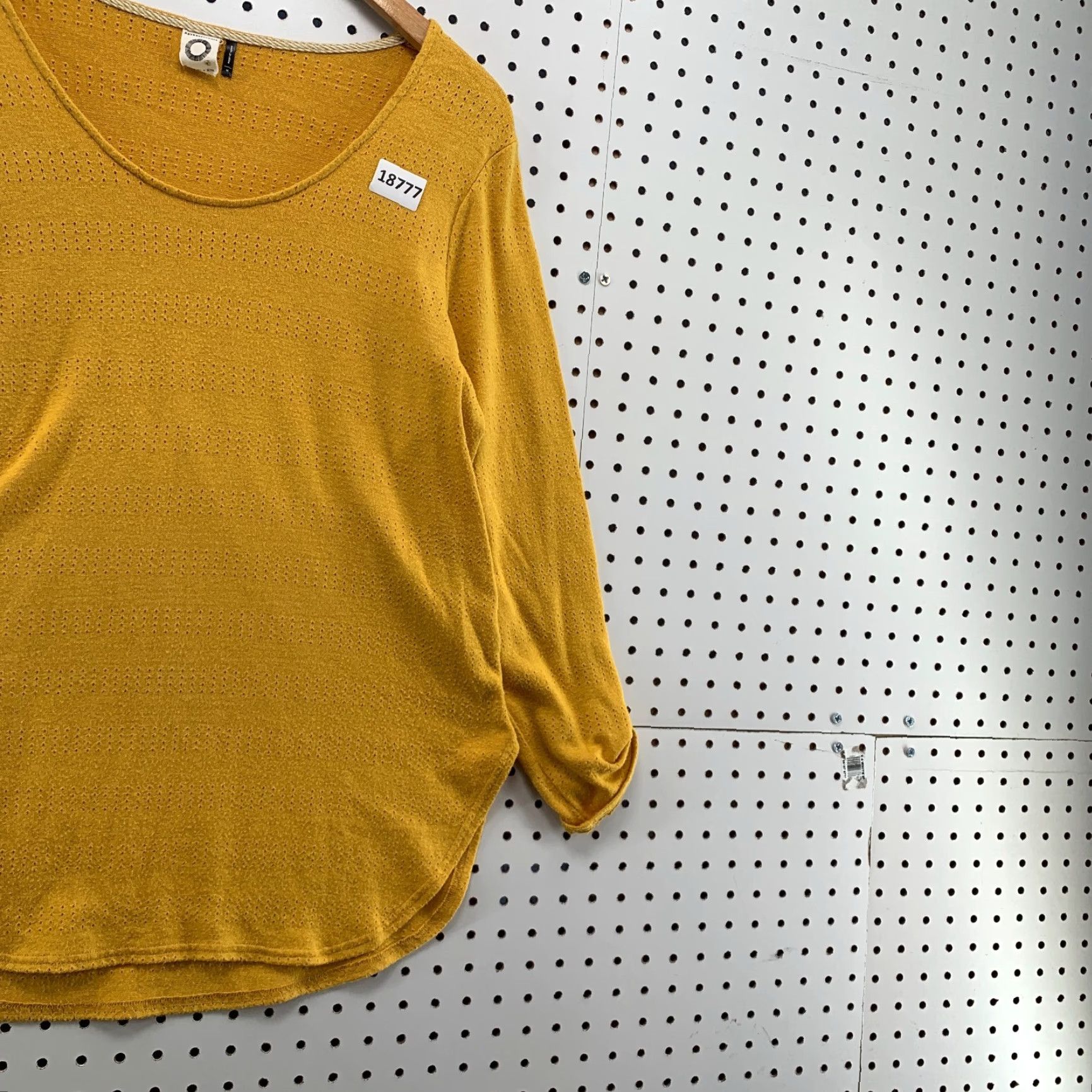 Anthropologie VINTAGE Akemi + Kin Pointelle Blouse Yellow Women’s Medium Long Sleeve Casual Top Size M / US 6-8 / IT 42-44 - 4 Thumbnail