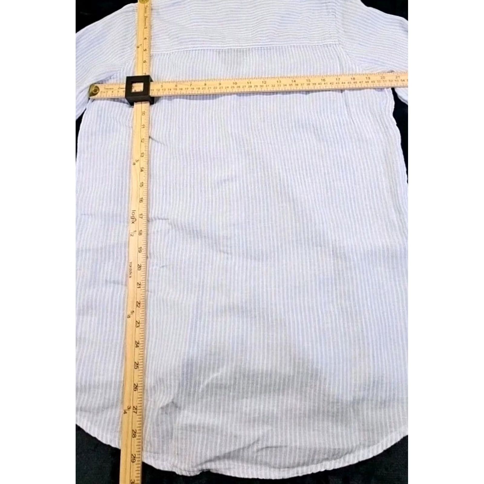 Vintage Coastal Sigrid Olsen 100% Linen Blue Striped Button Front Shirt Women’s M Coastal Size M / US 6-8 / IT 42-44 - 8 Thumbnail