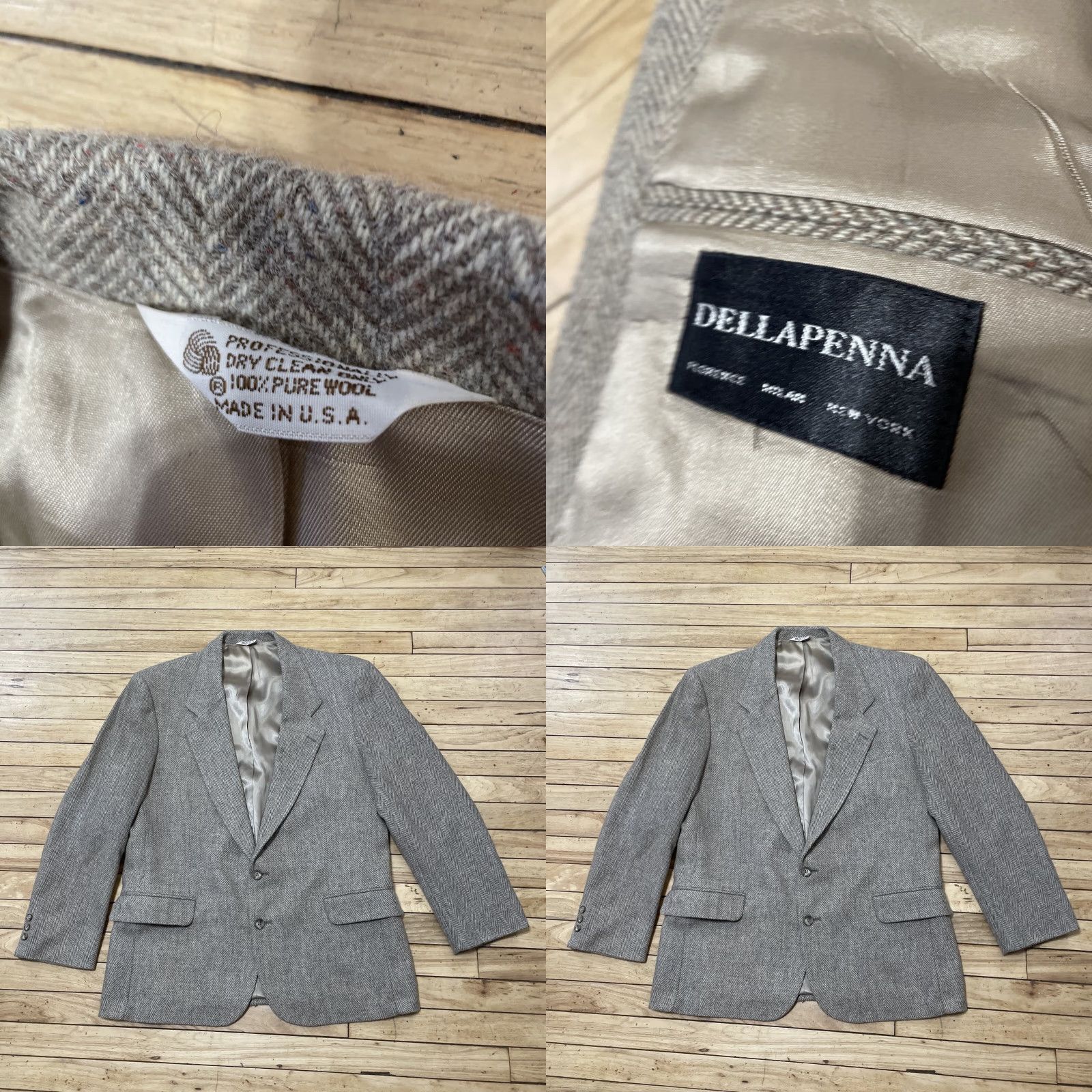 Vintage VINTAGE DELLAPENNA Pure New Wool Tweed Blazer Men 44 USA Brown Wool Tweed 2 Piece Blazer Jacket Mens Regular Fit Notch Lapel Size 44R - 10 Thumbnail