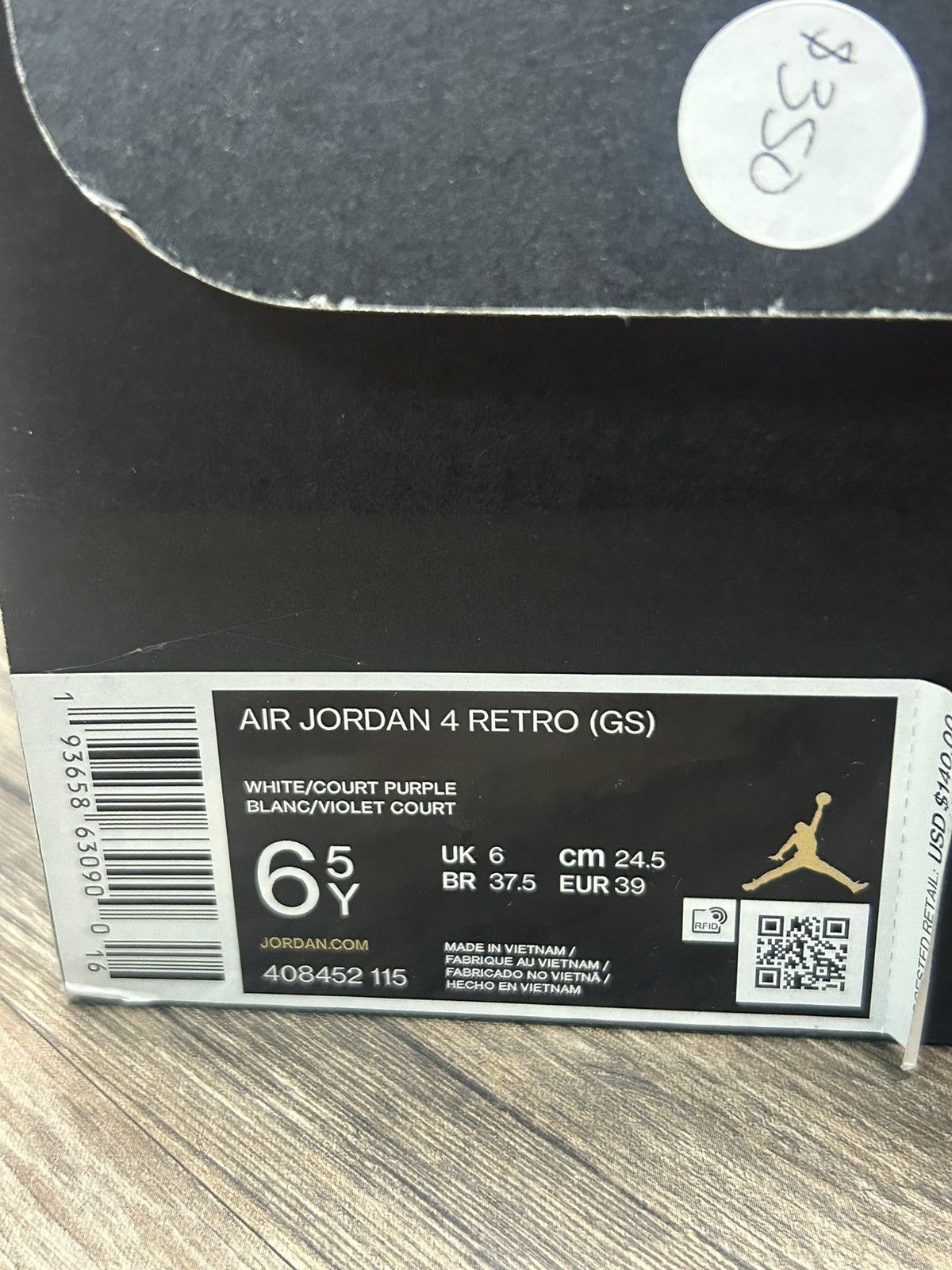 Jordan Brand Air Jordan 4 Retro Metallic Purple Sneakers Size US 6.5 / EU 39-40 - 10 Thumbnail