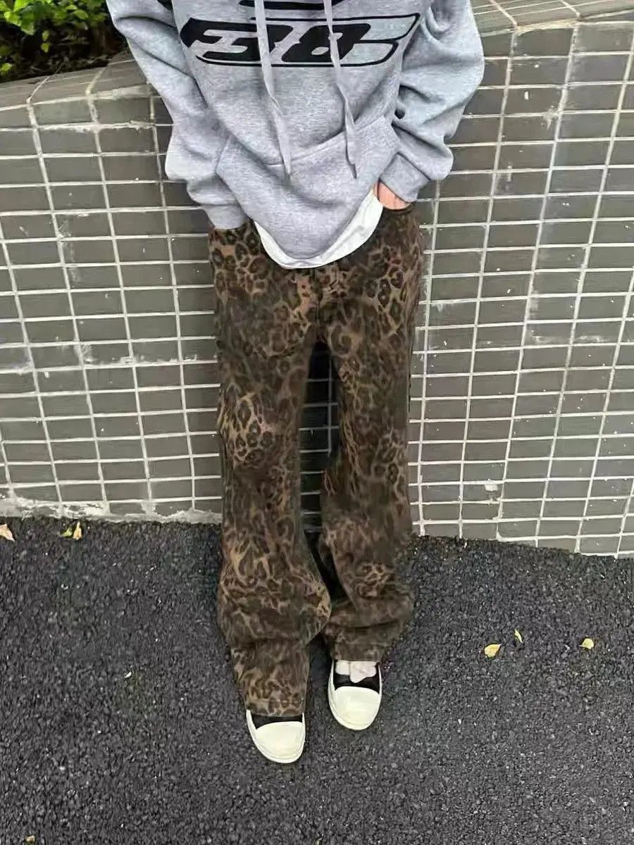 Japanese Brand Retro brown leopard print straight leg flared jeans Size US 32 / EU 48 - 5 Thumbnail