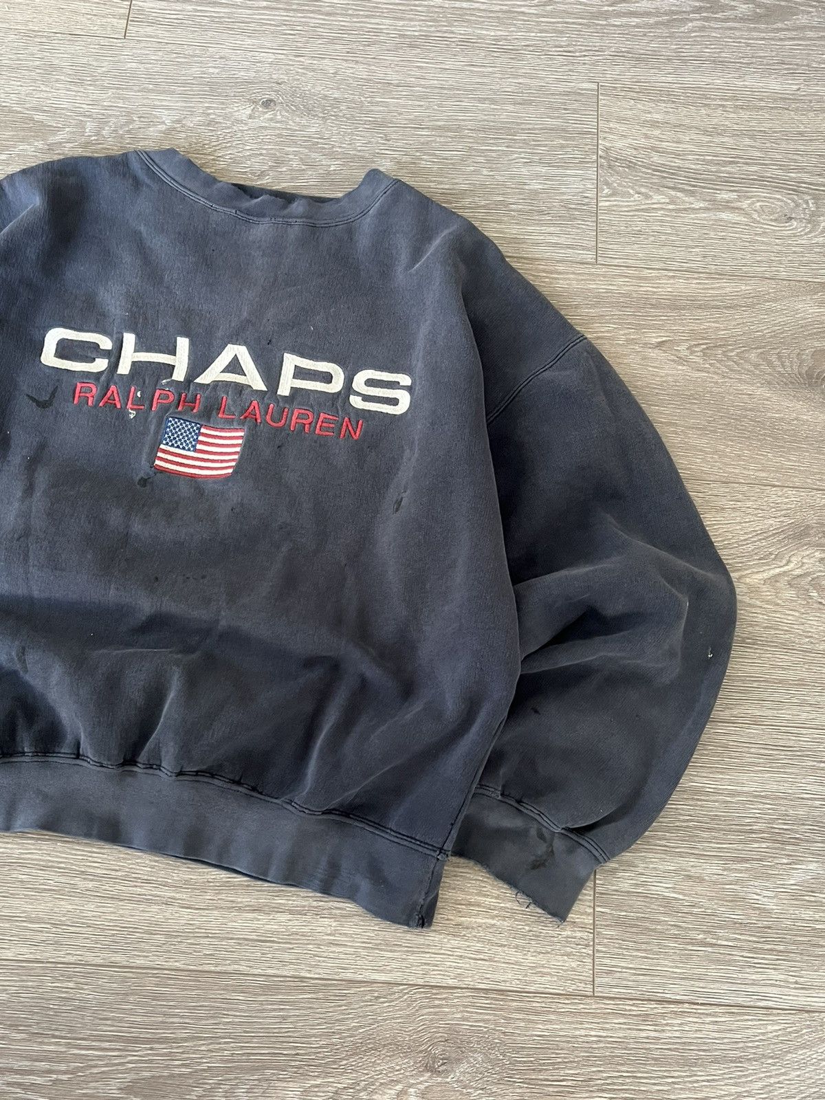 Chaps Ralph Lauren × Polo Ralph Lauren × Vintage Vintage 💥 Chaps Ralph Lauren USA Flag Sweatshirt distressed Size US M / EU 48-50 / 2 - 9 Thumbnail