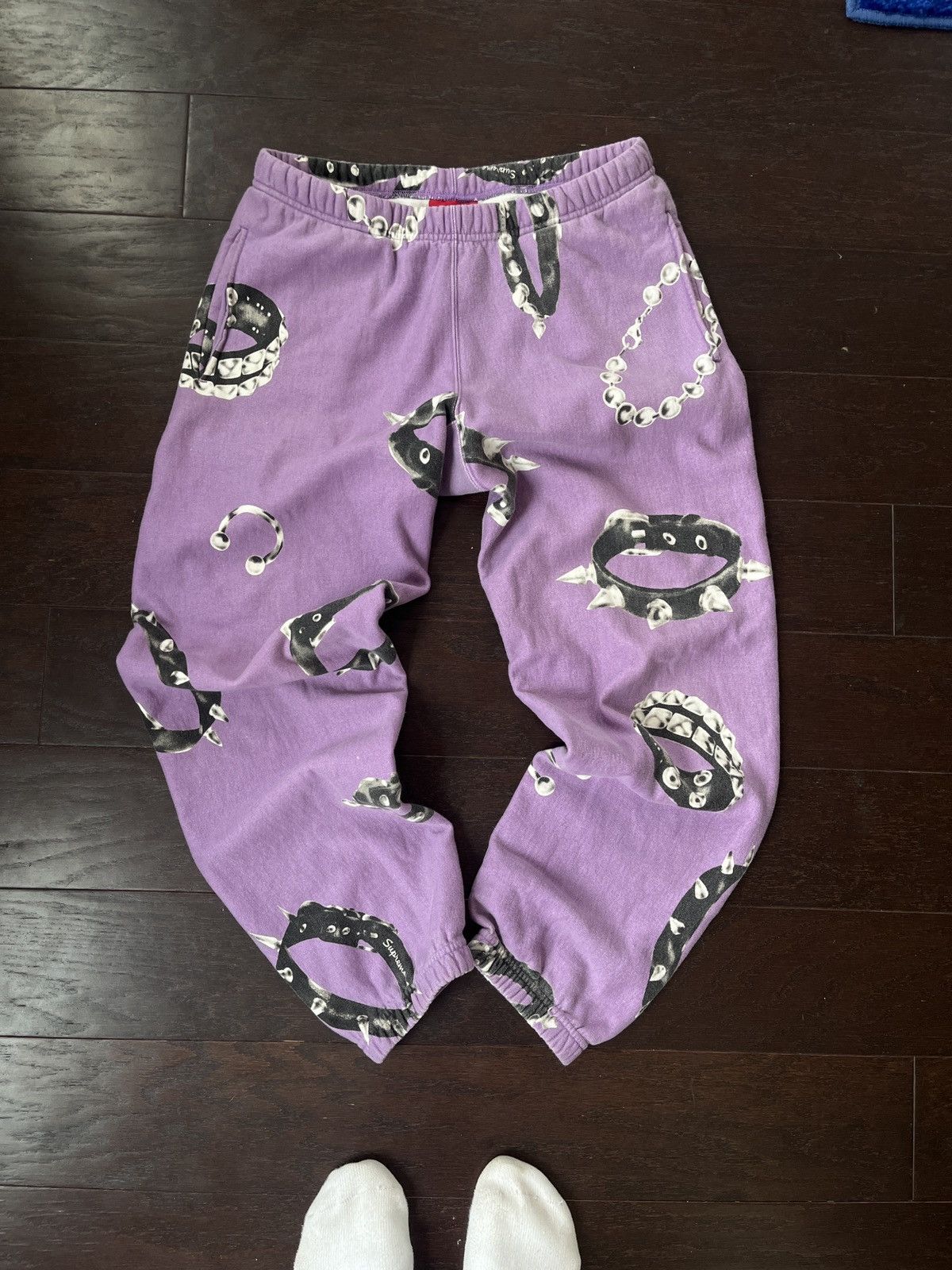 Supreme Supreme studded/spiked collar sweatpants S purple NWOT Size US 32 / EU 48 - 1 Thumbnail