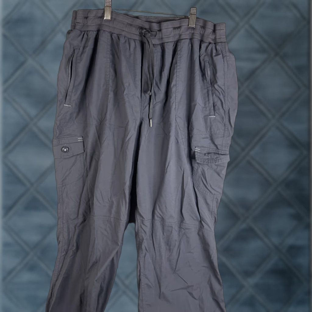 Vintage L.L. Bean Cargo Pants Mens 2XL Gray Nylon Elastic Waist Travel Hiking Outdoor Size US 39 - 1 Thumbnail