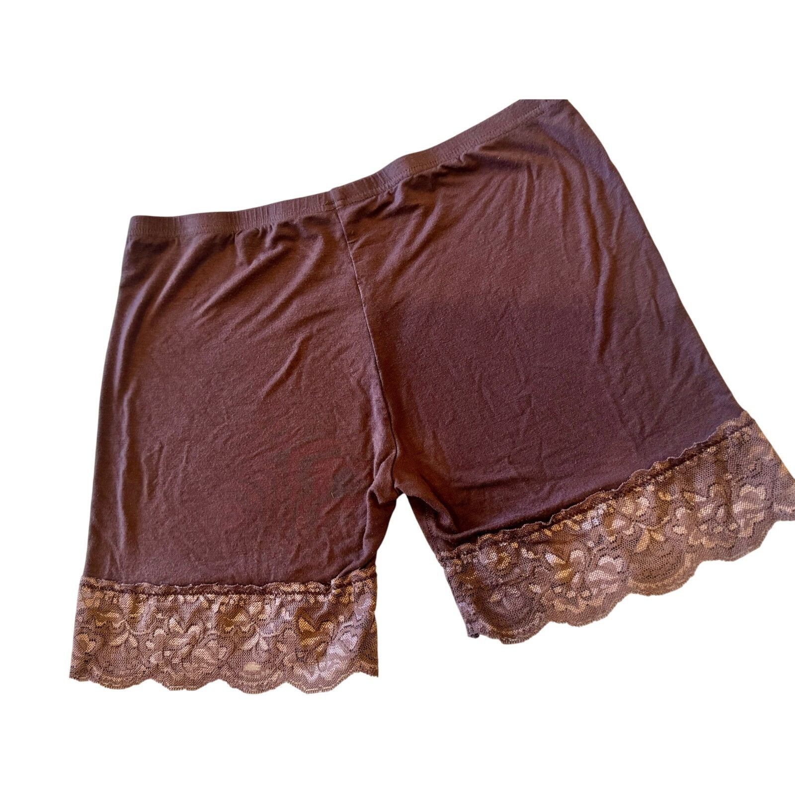 Macys Mancyfit Slip Shorts with Lace | Chocolate Brown | Large Size ONE SIZE - 4 Thumbnail