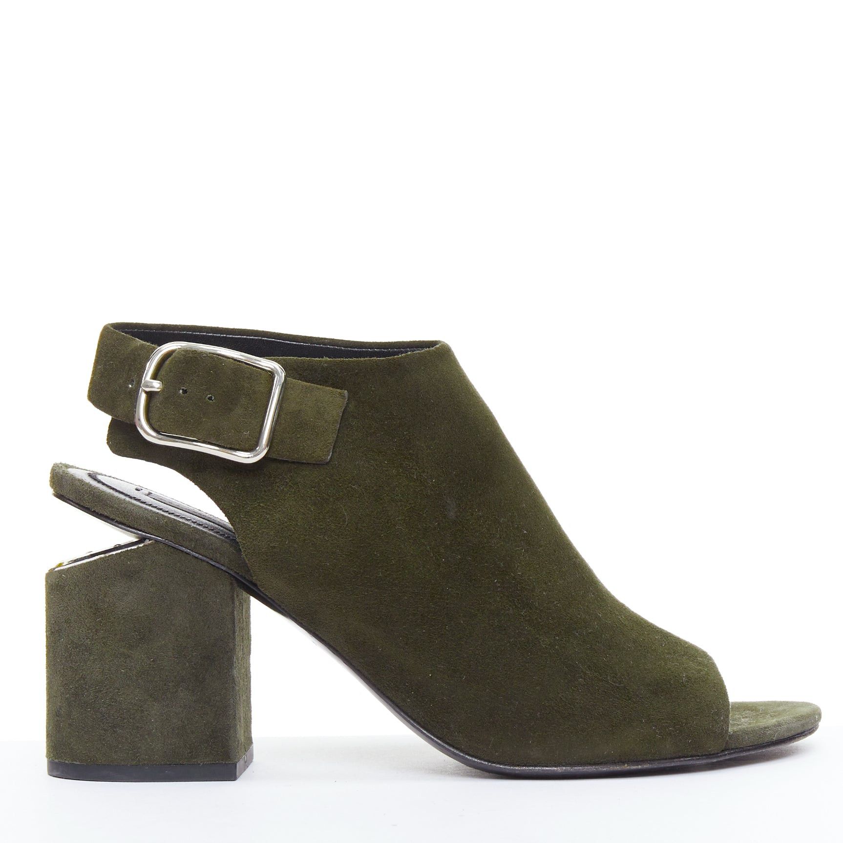 Alexander Wang ALEXANDER WANG Nadia green suede silver cut out open toe heels EU39 Size US 9 / IT 39 - 1 Thumbnail