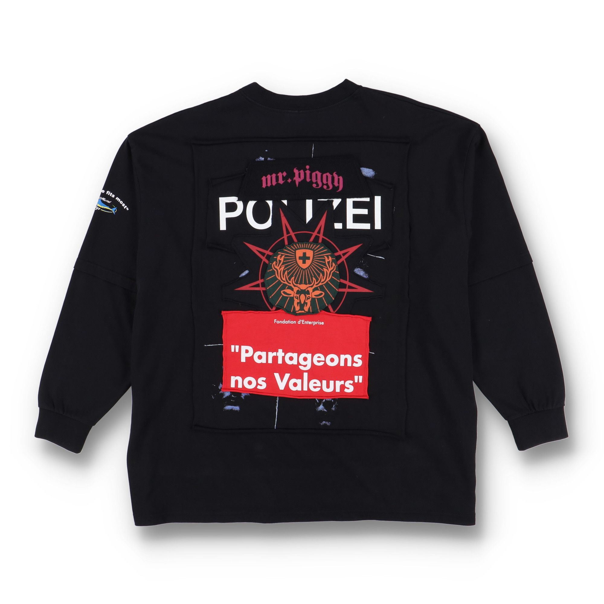 Vetements Black Russia Patchwork Oversized Long Sleeve T-Shirt Size XS / US 0-2 / IT 36-38 - 8 Thumbnail