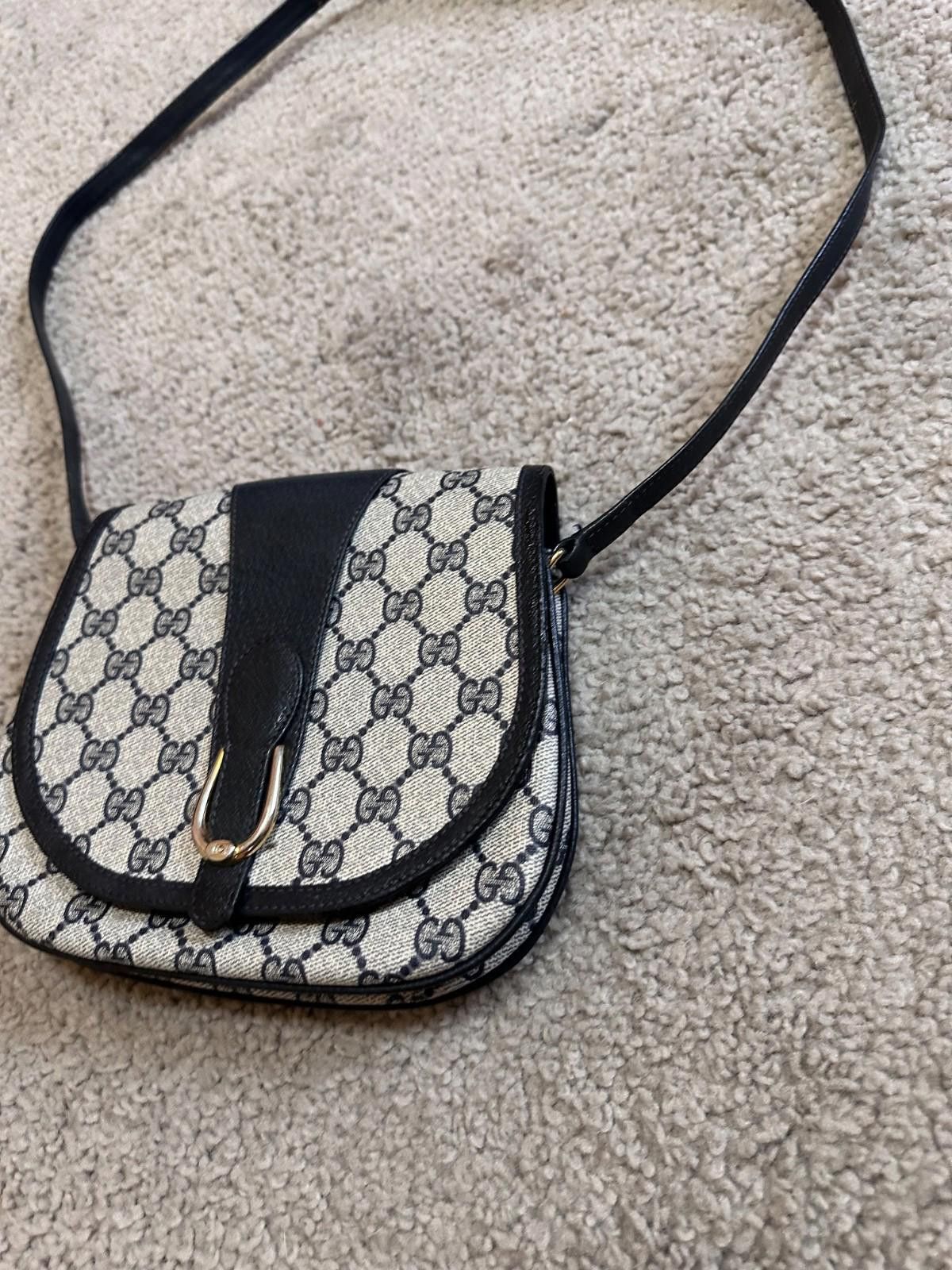 Gucci GUCCI GG Canvas Shoulder Bag PVC Leather Gray Navy Size ONE SIZE - 5 Thumbnail