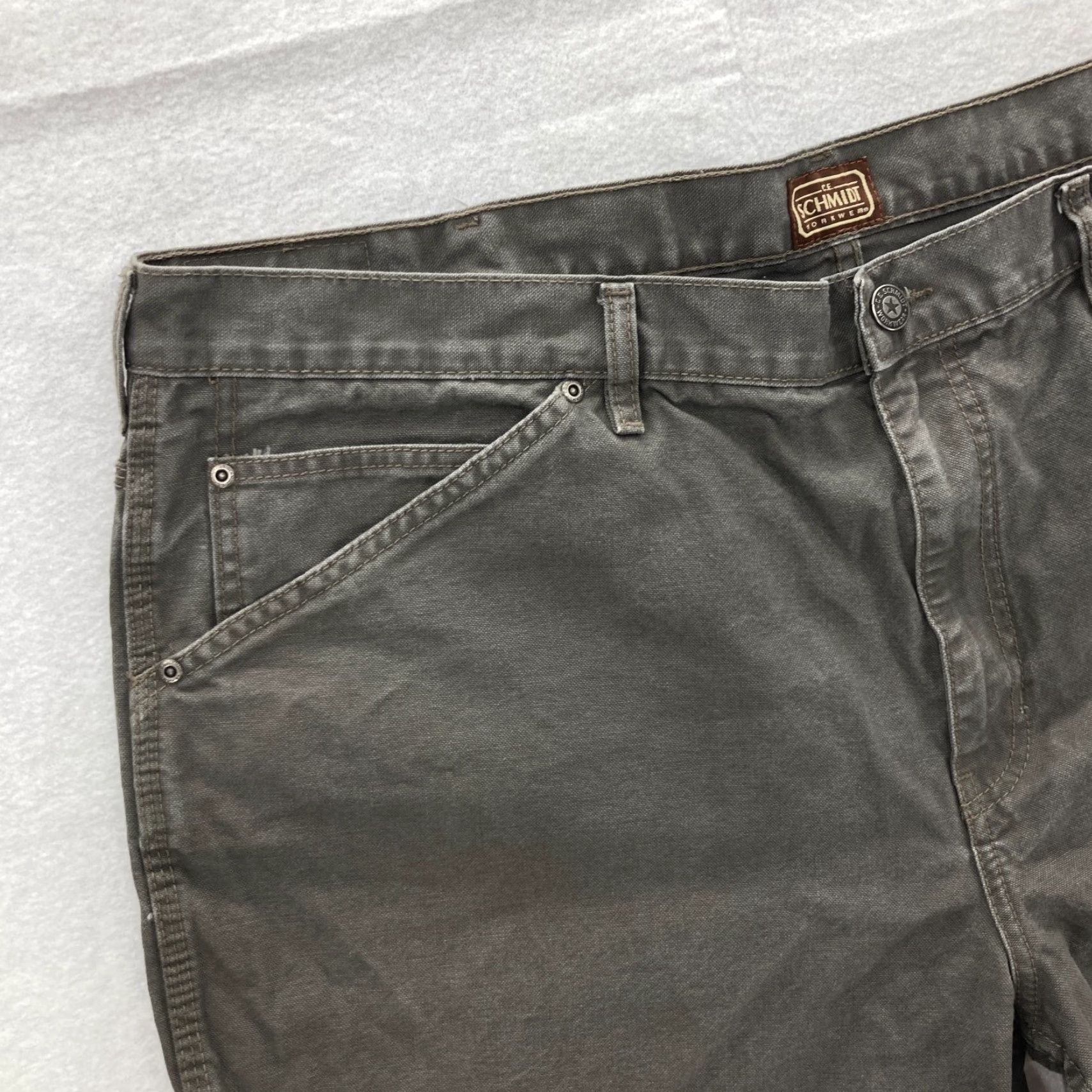 Vintage Schmidt Workwear Mens Size 46x30 Gray Denim Carpenter Jeans High Rise Bootcut Shirt/Jeans (Regular) Mens Size US 30 / EU 46 - 3 Thumbnail